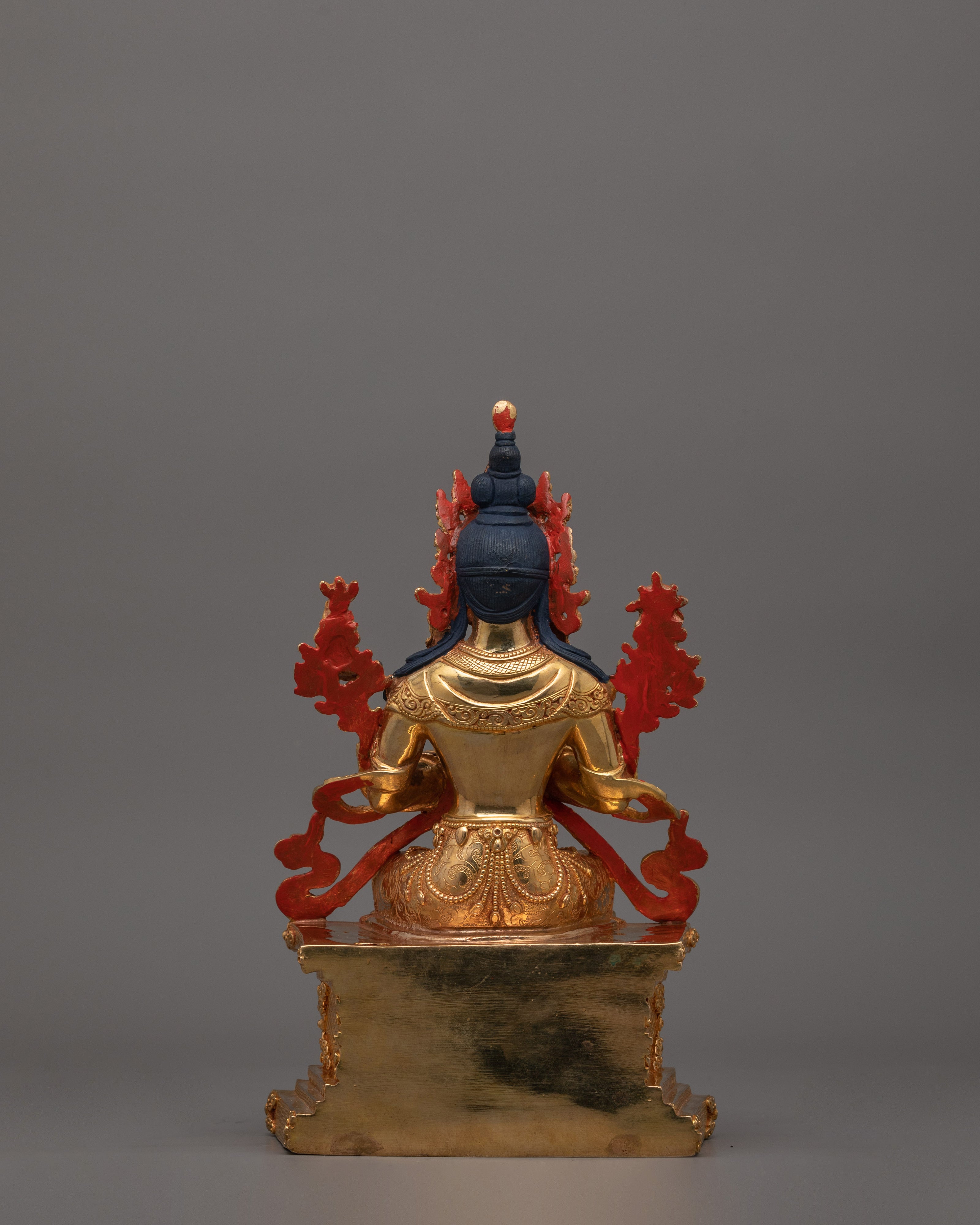 Maitreya Buddha Future Deity Statue  | Gold Gilded Sculpture with Beautiful Halo