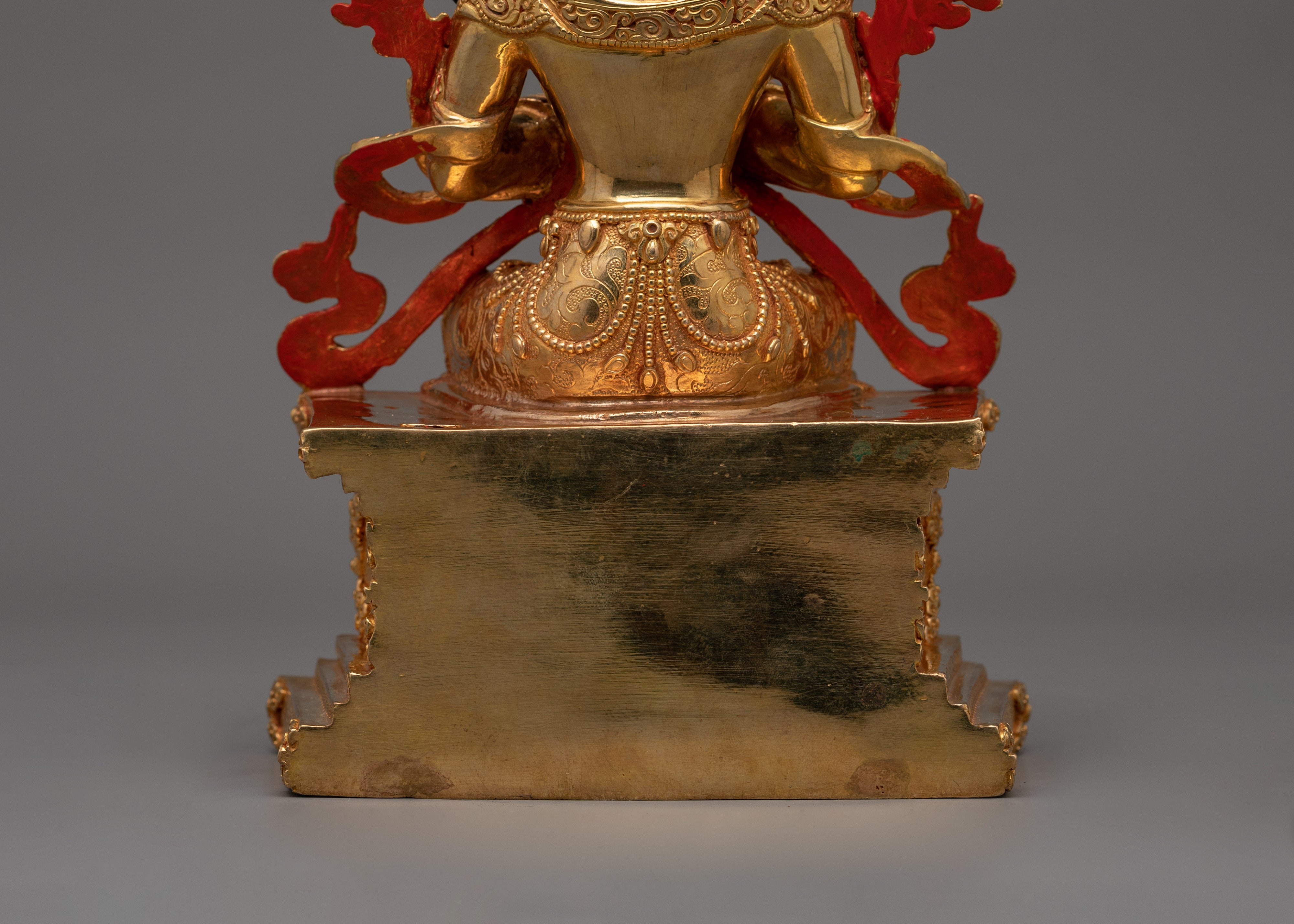 Maitreya Buddha Future Deity Statue  | Gold Gilded Sculpture with Beautiful Halo