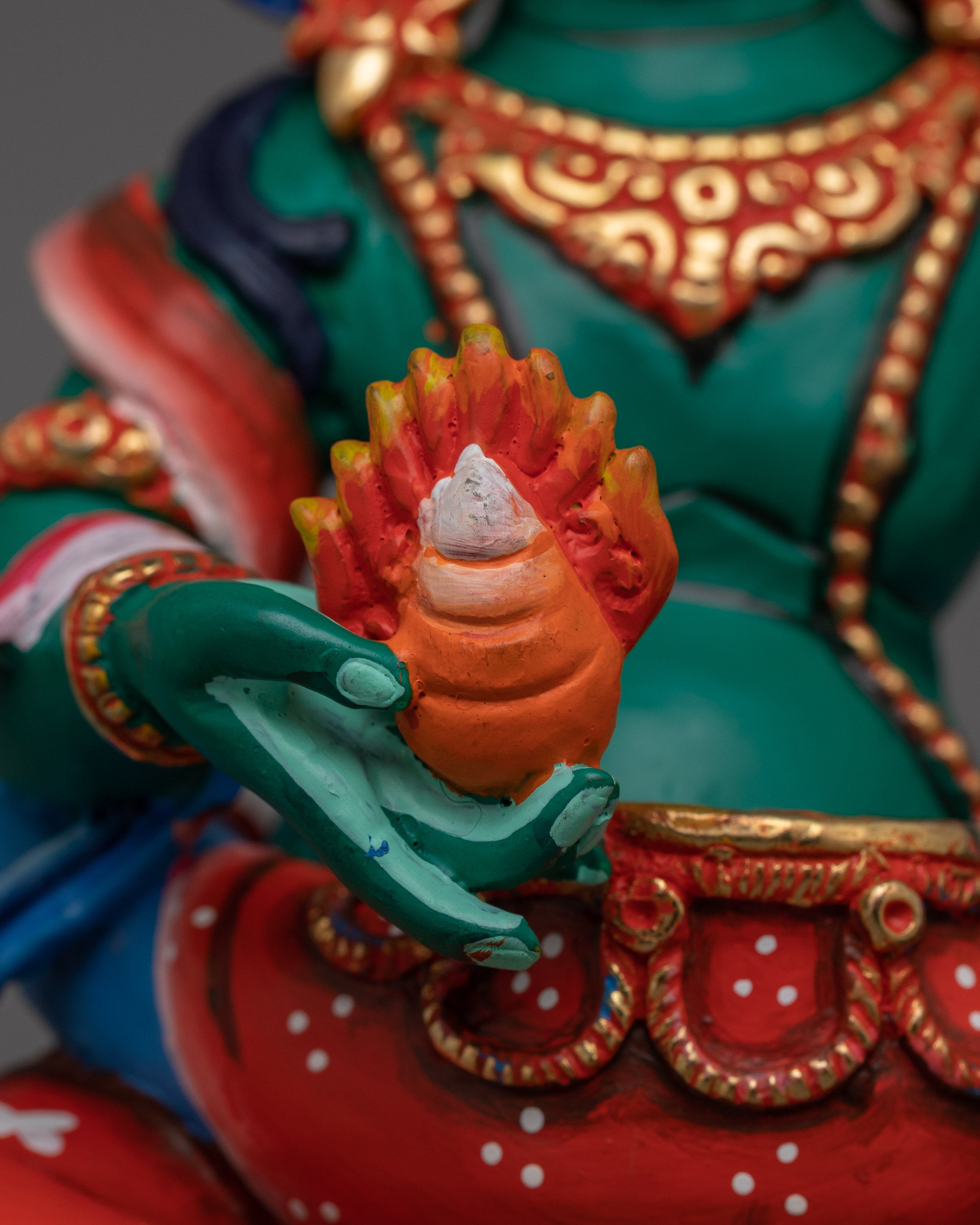 Green Dzambhala with beautiful consort Statue | Also Known as Wealth Deity