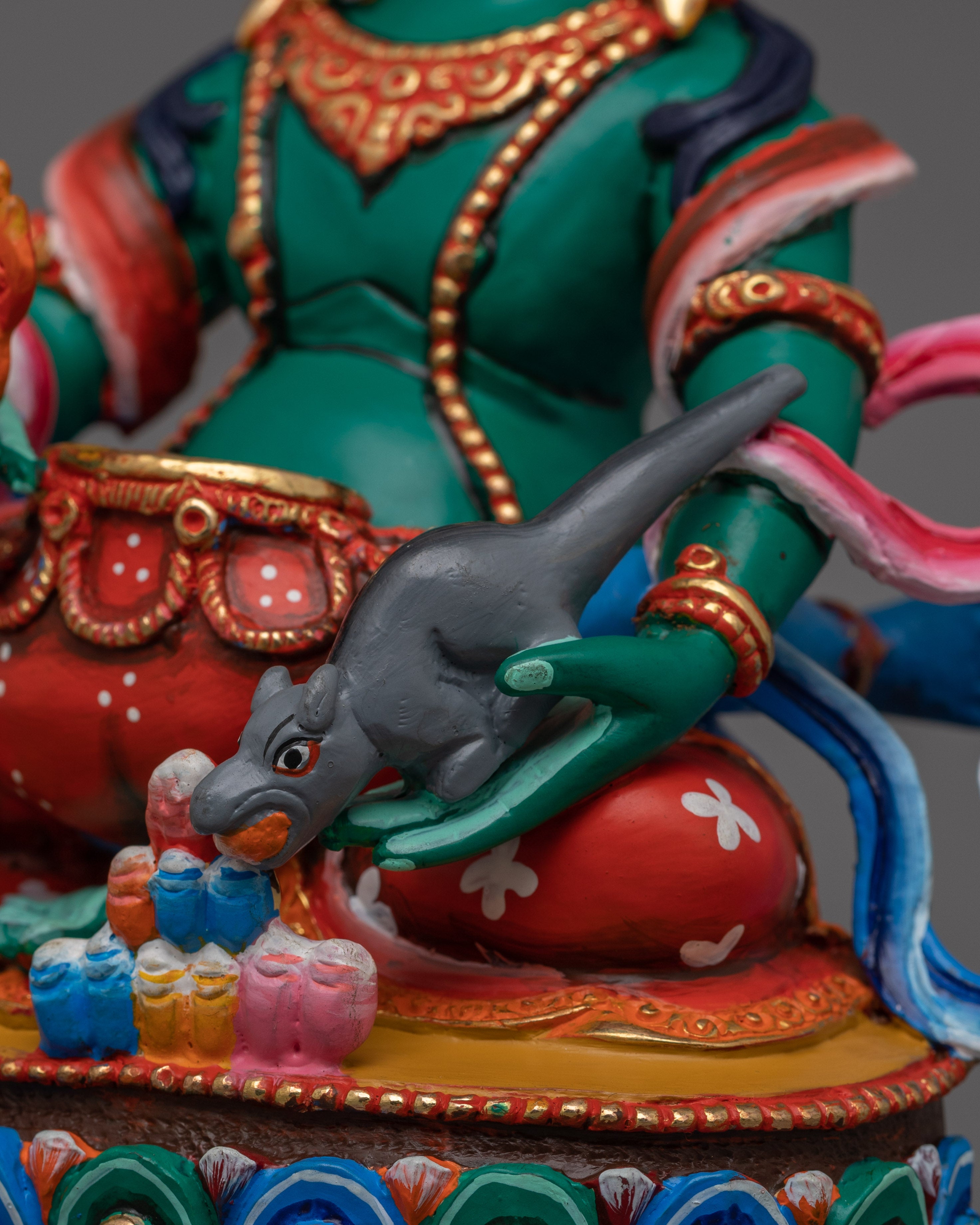 Green Dzambhala with beautiful consort Statue | Also Known as Wealth Deity