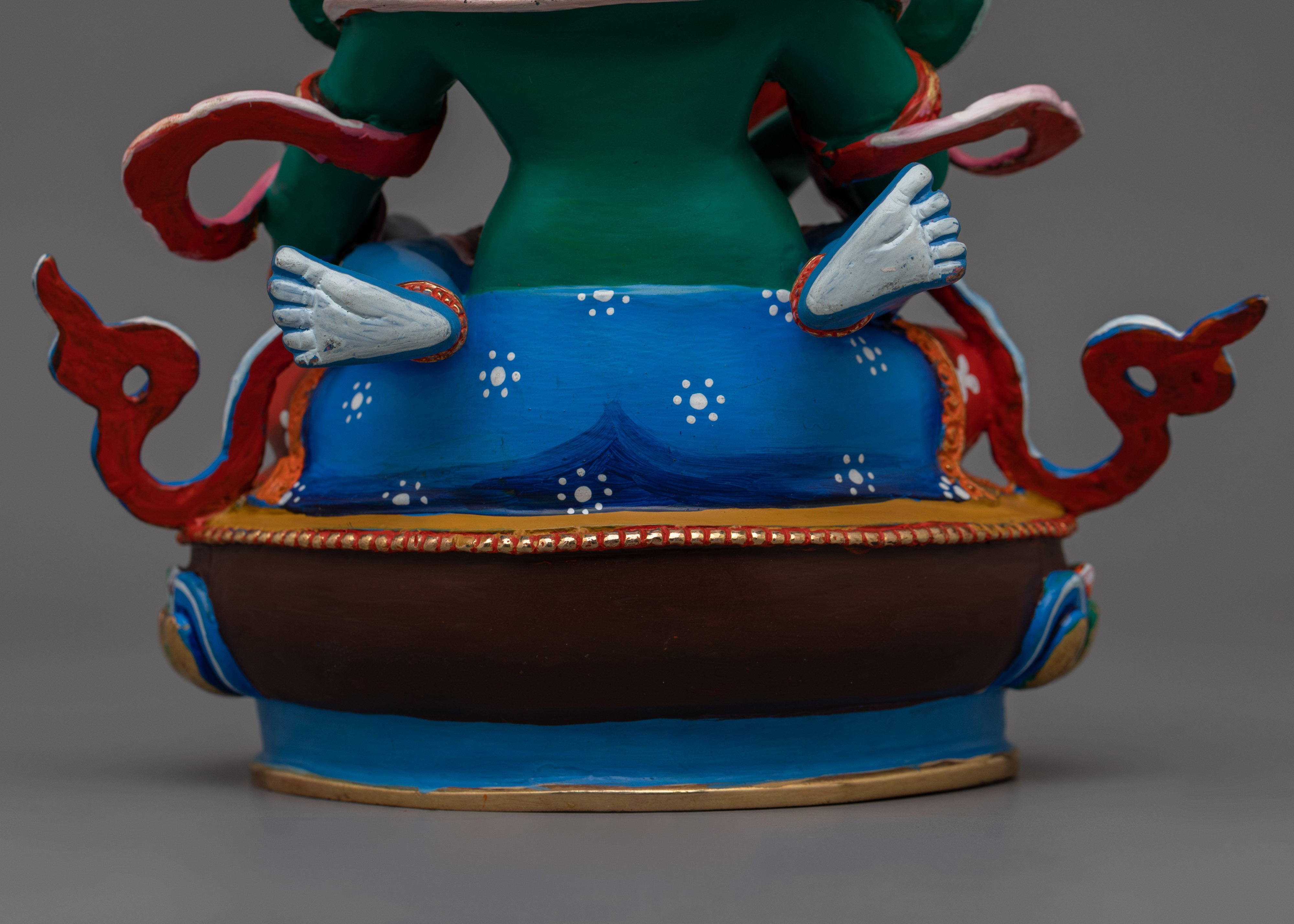 Green Dzambhala with beautiful consort Statue | Also Known as Wealth Deity