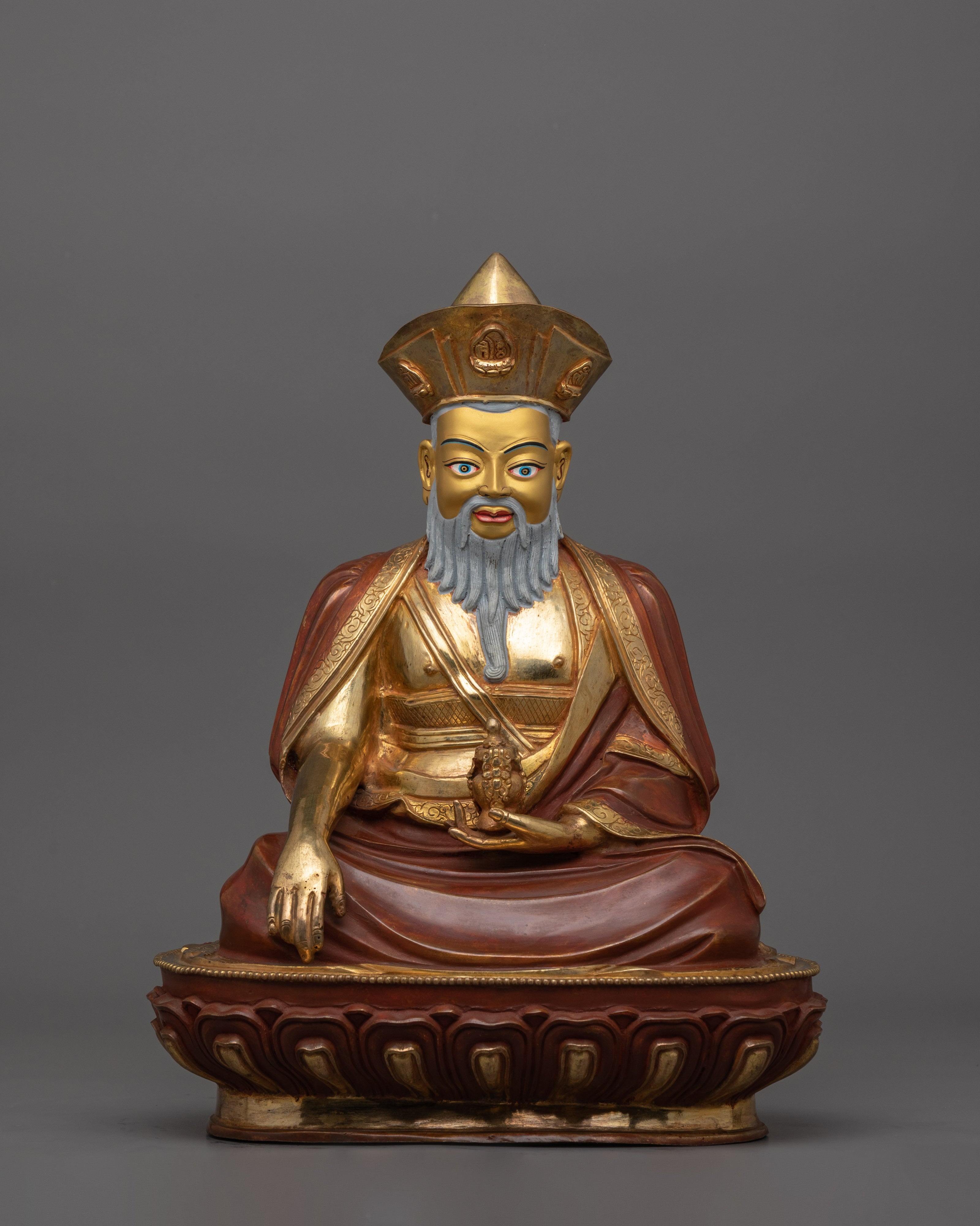Traditional Master Zabdrung Rinpoche | 24K Gold Gilded Statue