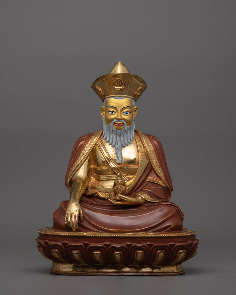 Traditional Master Zabdrung Rinpoche | 24K Gold Gilded Statue