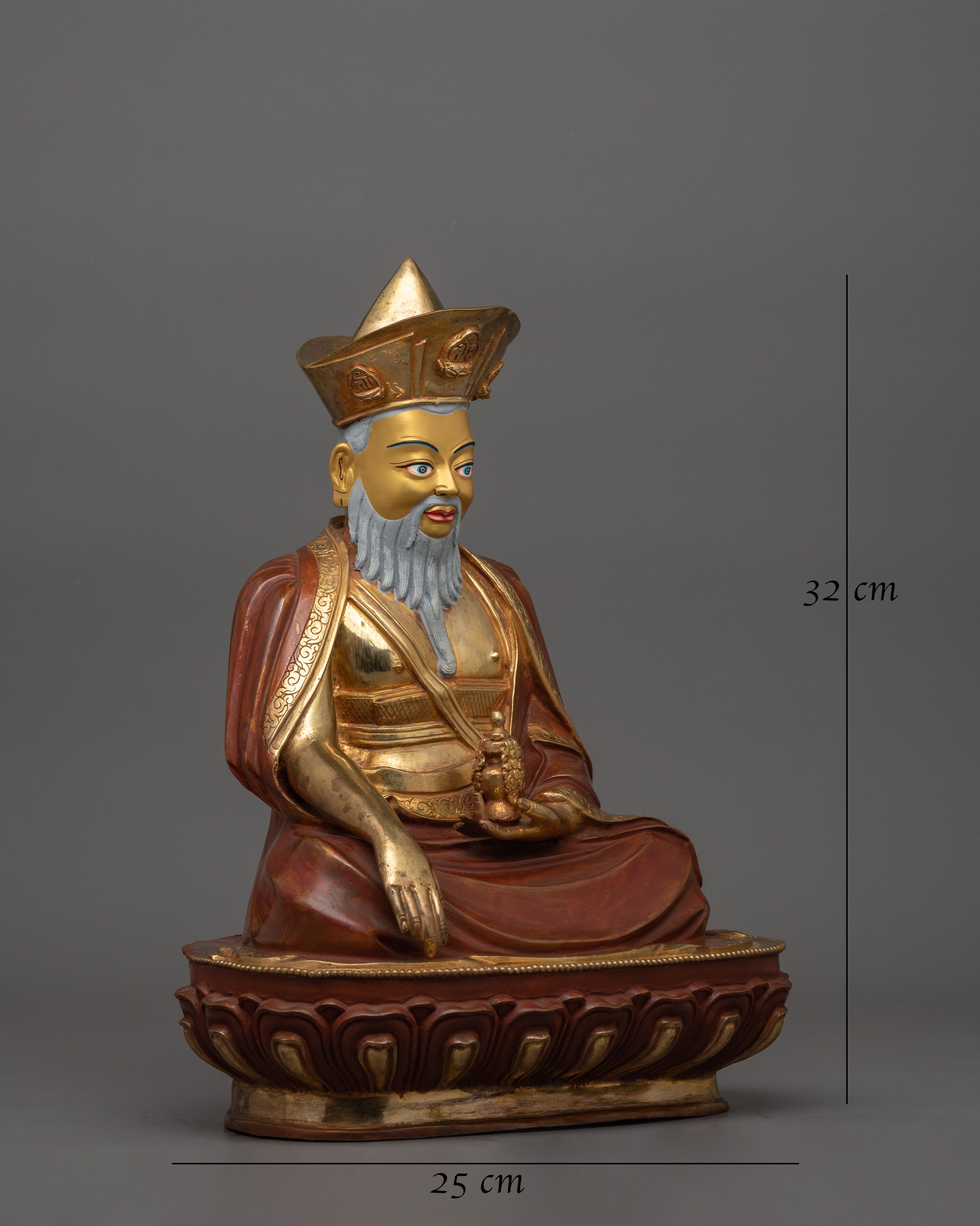 Traditional Master Zabdrung Rinpoche | 24K Gold Gilded Statue
