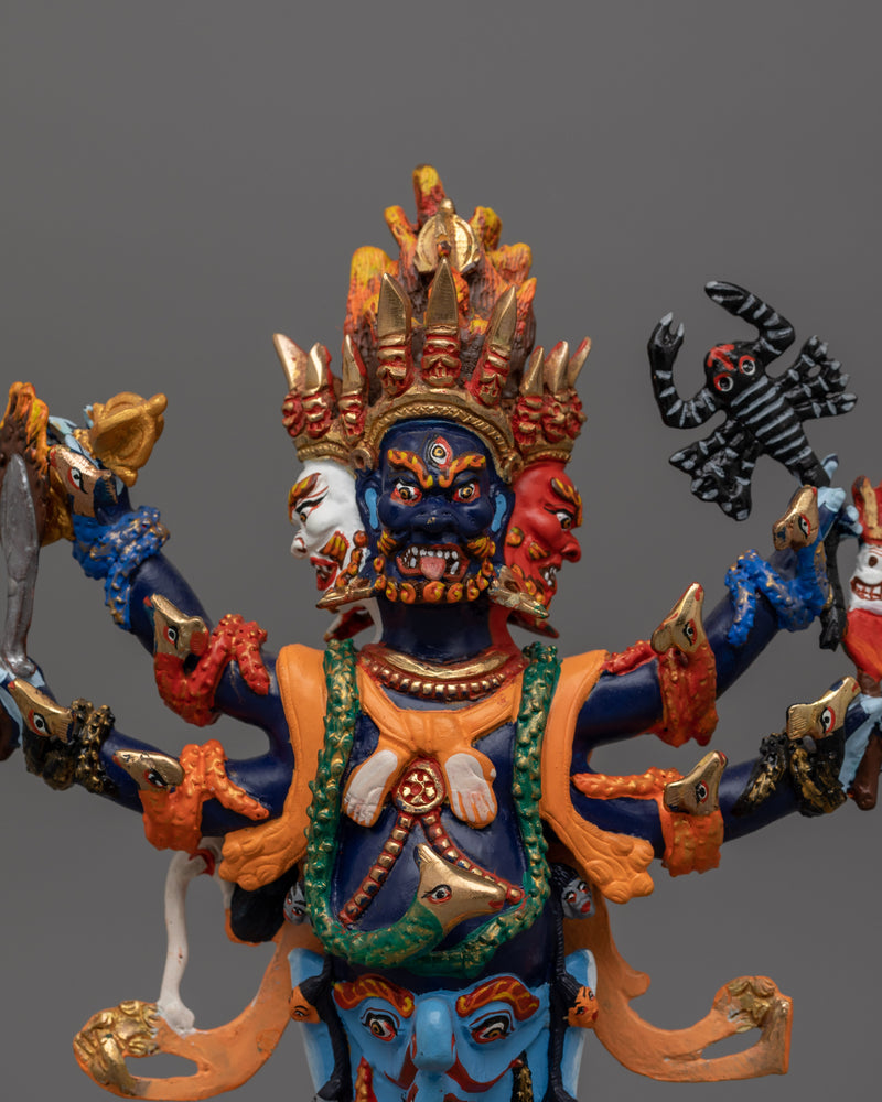 Three Head Guru Dragpo Statue | Beautiful Acrylic Painting