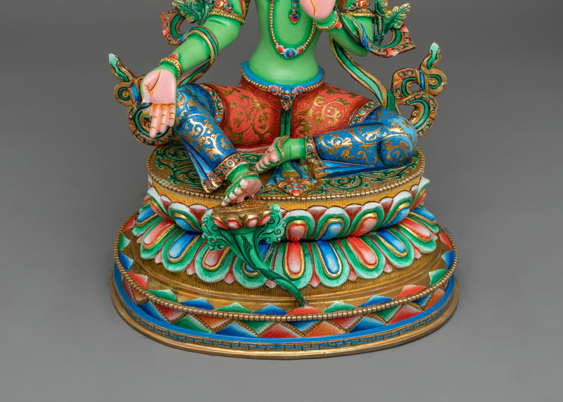 Handcrafted Figurine of Mother Green Tara | Goddess of Compassion, and Protection