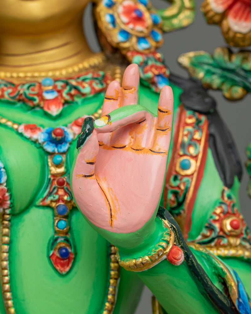 Handcrafted Figurine of Mother Green Tara | Goddess of Compassion, and Protection
