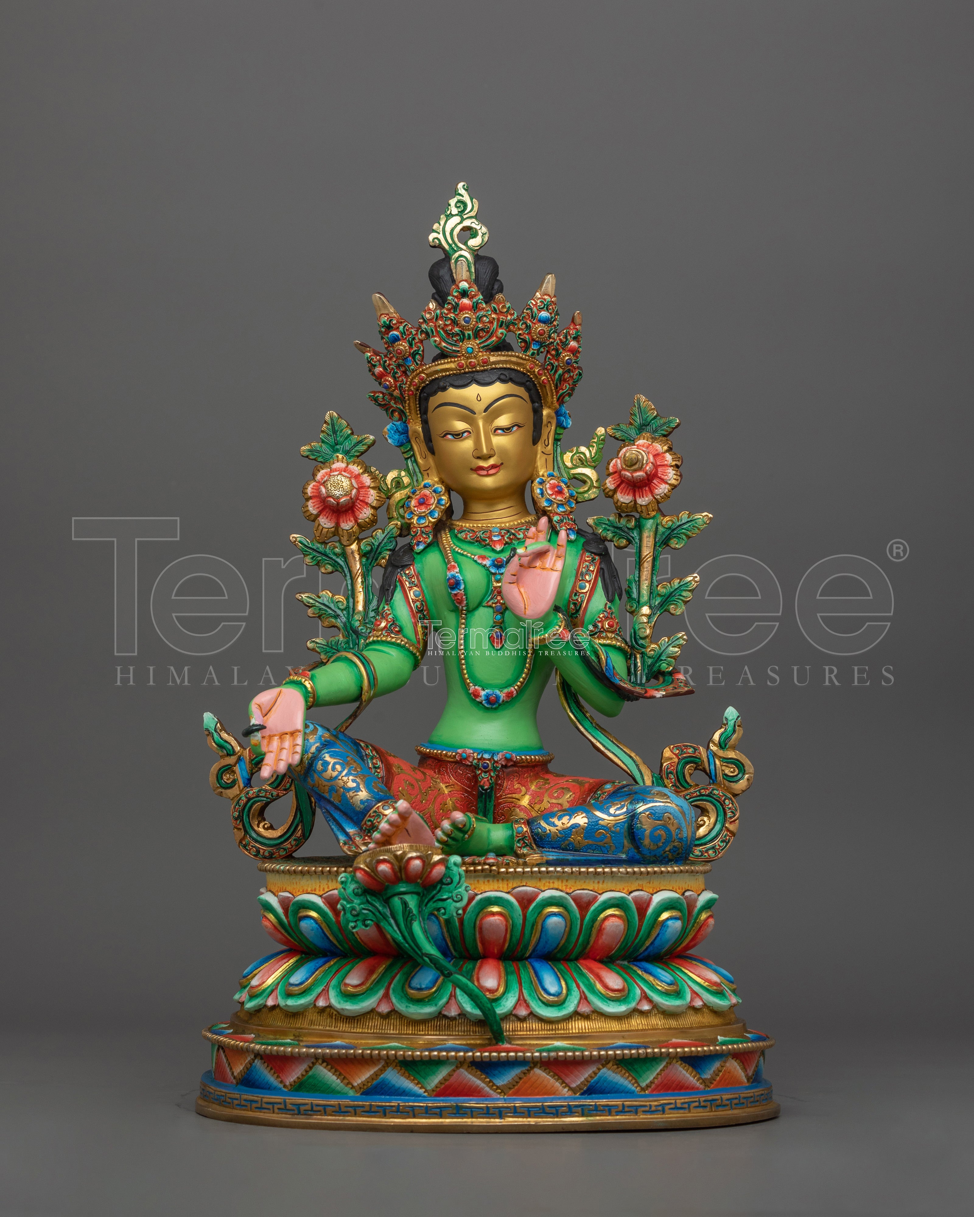 Handcrafted Figurine of Mother Green Tara | Goddess of Compassion, and Protection