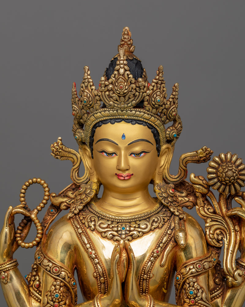 Handmade Figurine of Chenrezig | Bodhisattva of Compassion and Spiritual Protection