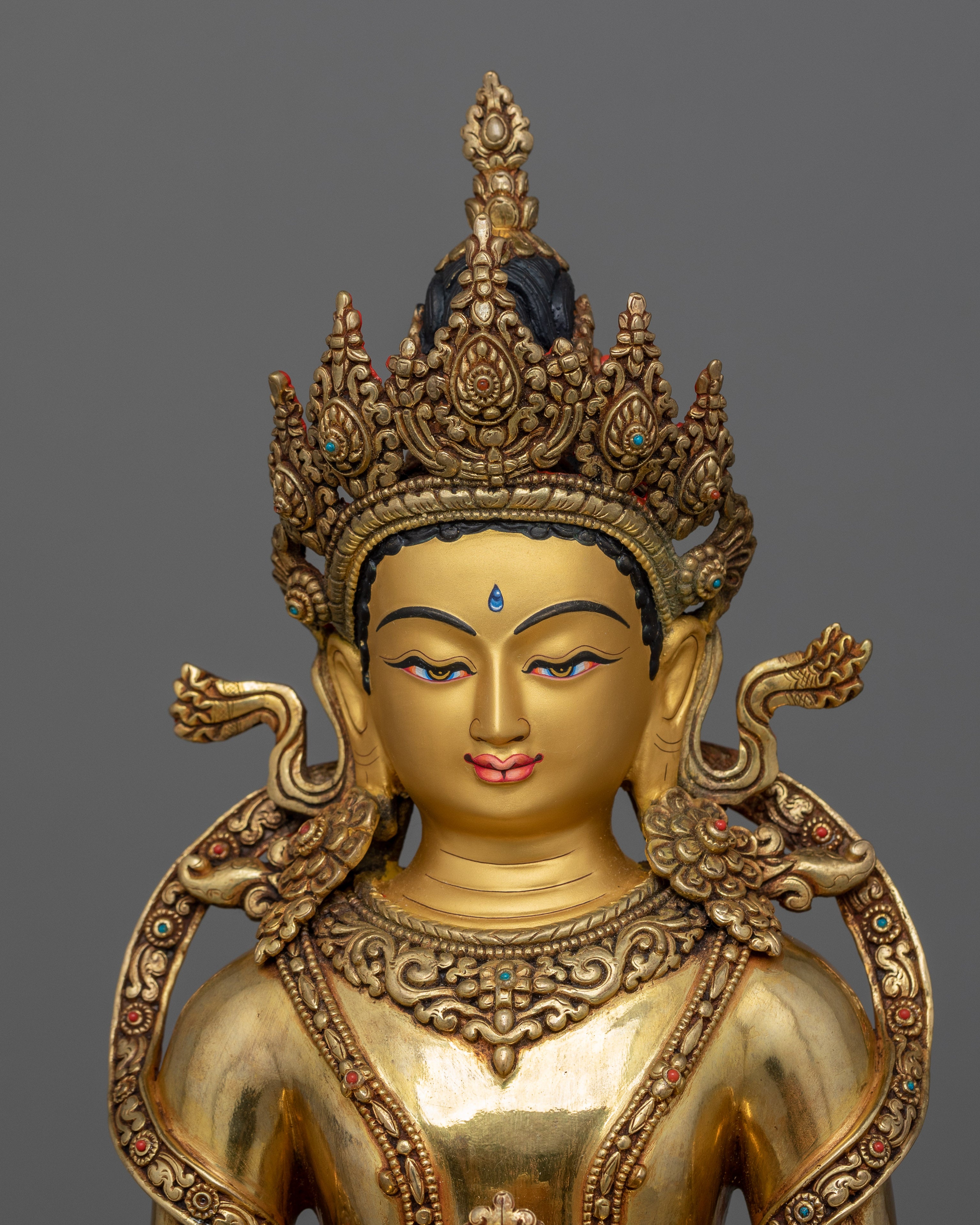 Handmade Figurine of Tibetan Buddhist Amitayus | The Path to Spiritual Enlightenment