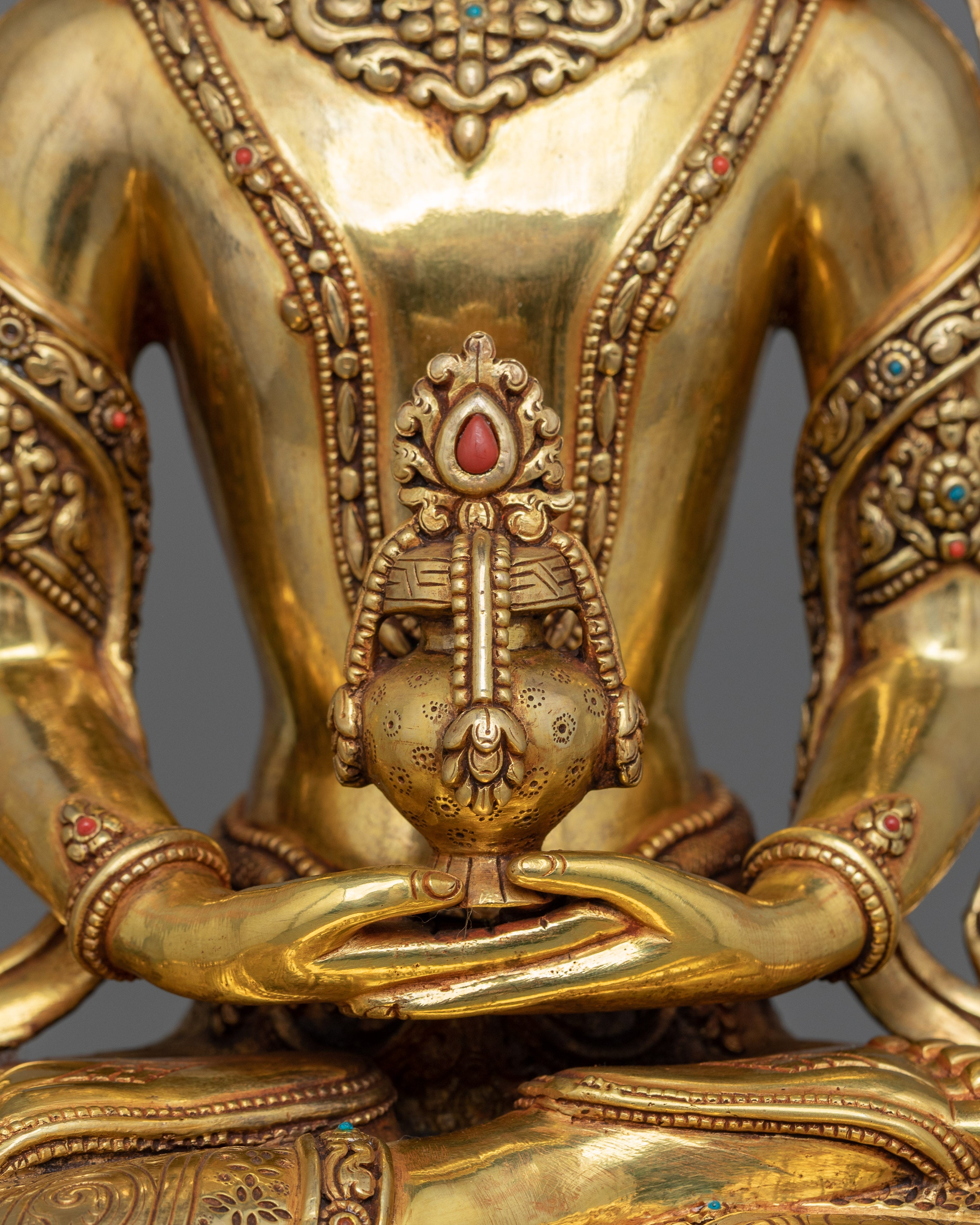 Handmade Figurine of Tibetan Buddhist Amitayus | The Path to Spiritual Enlightenment