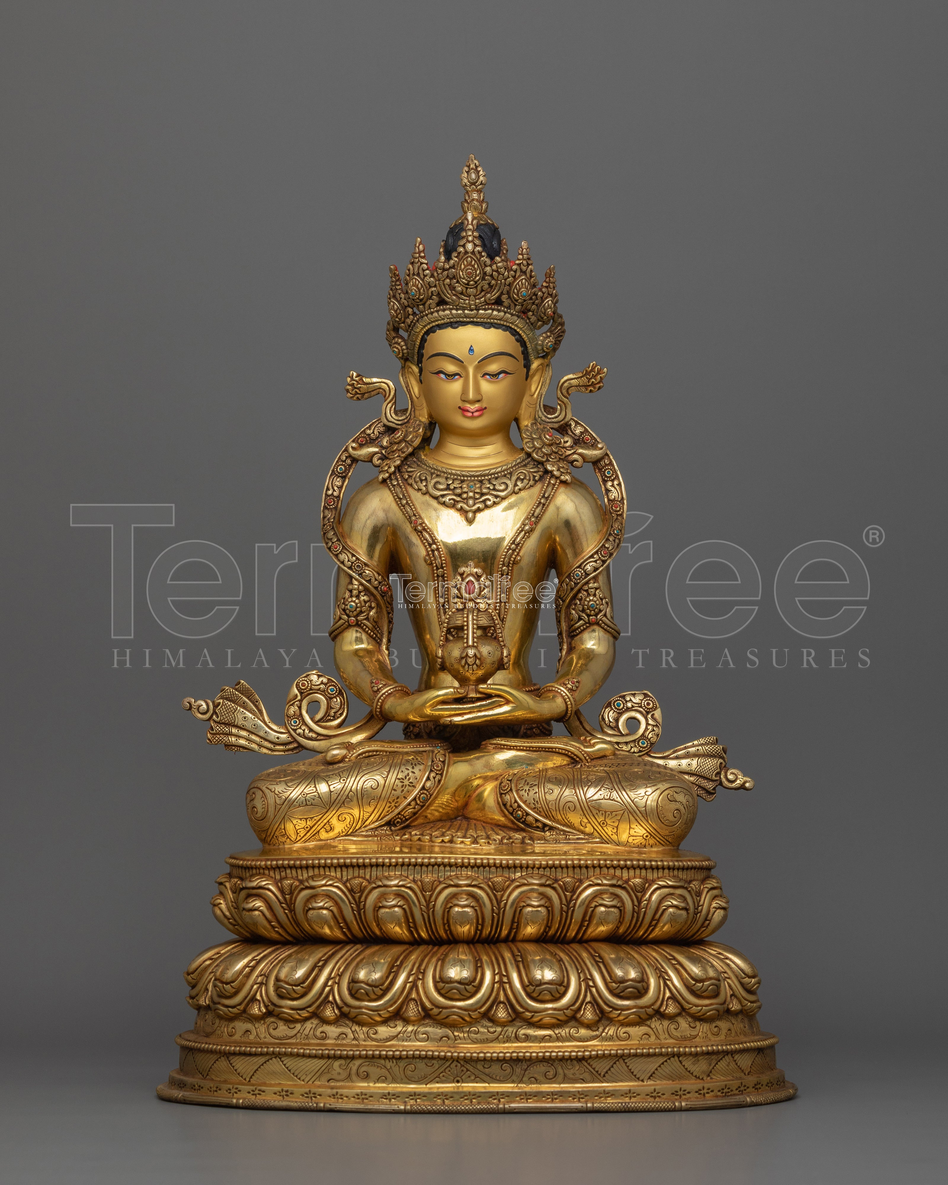 Handmade Figurine of Tibetan Buddhist Amitayus | The Path to Spiritual Enlightenment