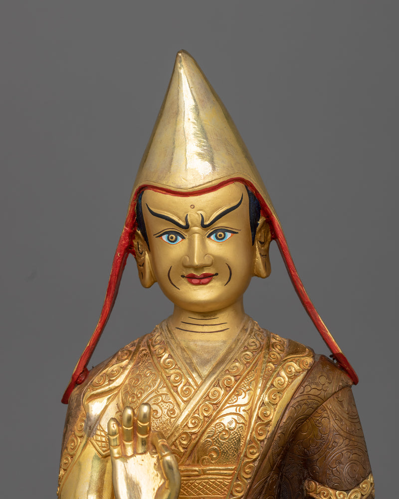 Handcrafted Statue of Spiritual Masters Tsongkhapa Set | Traditional Himalayan Art
