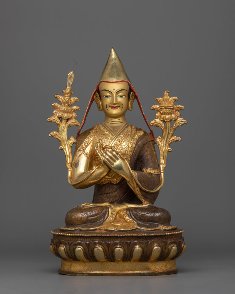 Handcrafted Statue of Spiritual Masters Tsongkhapa Set | Traditional Himalayan Art