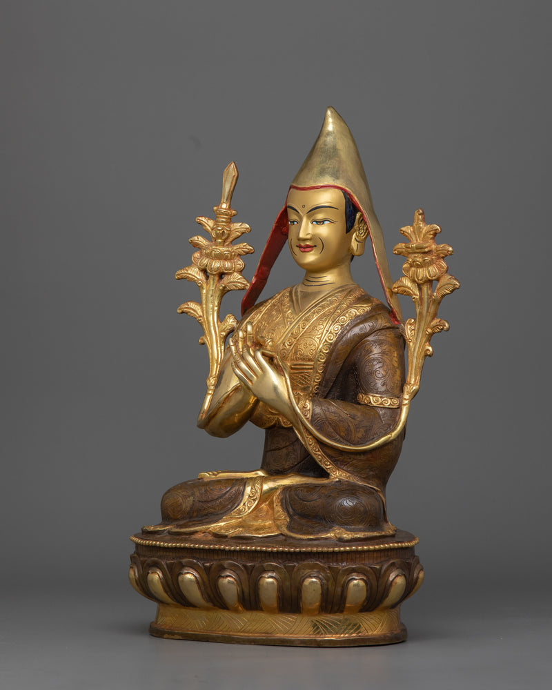 Handcrafted Statue of Spiritual Masters Tsongkhapa Set | Traditional Himalayan Art