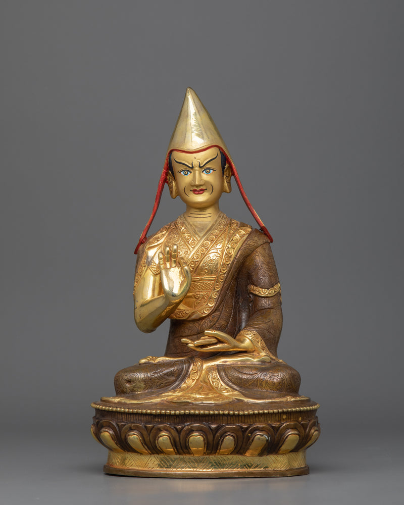 Handcrafted Statue of Spiritual Masters Tsongkhapa Set | Traditional Himalayan Art