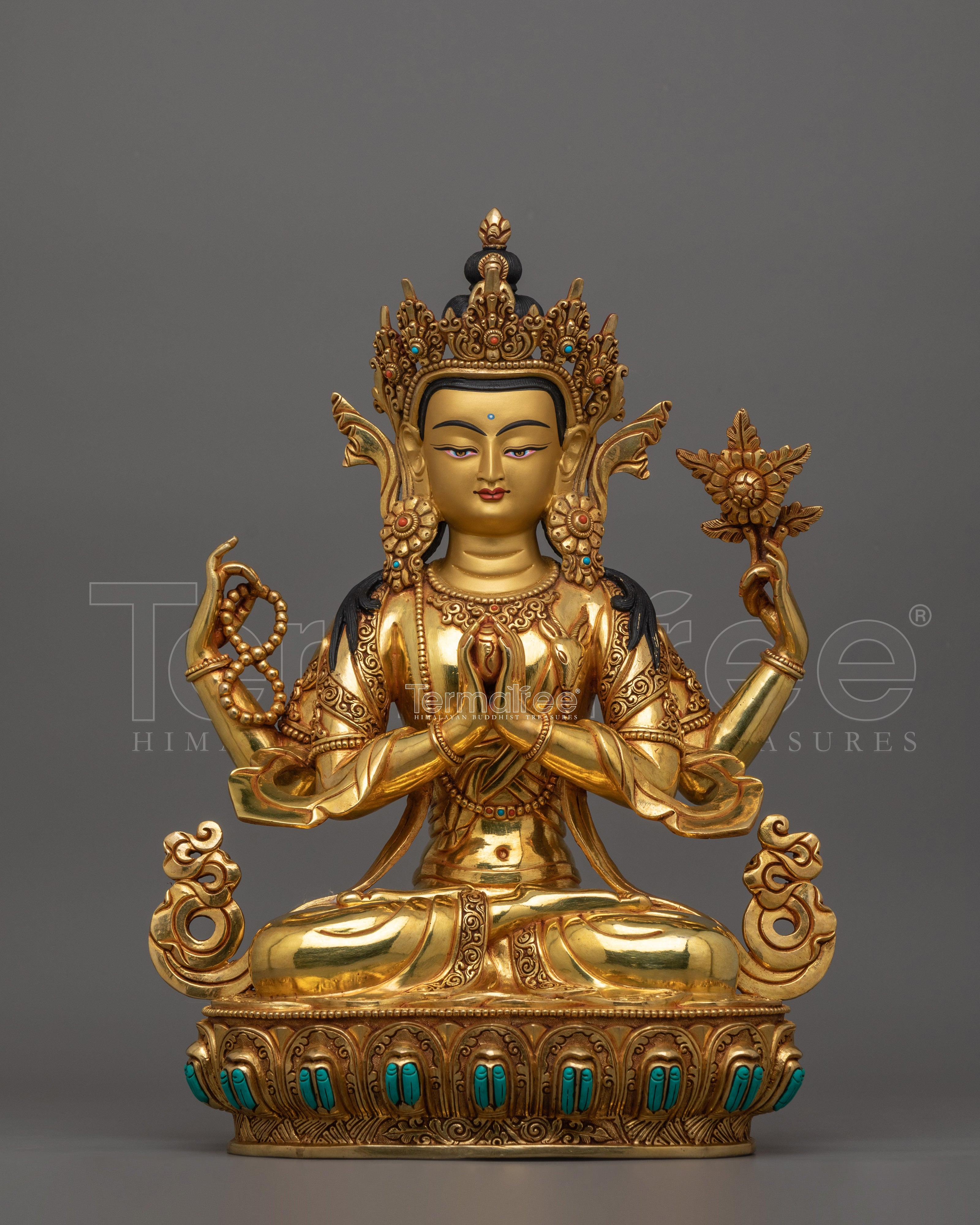 Bodhisattva of Compassion Chenresig Sculpture | Traditional Nepalese Artwork
