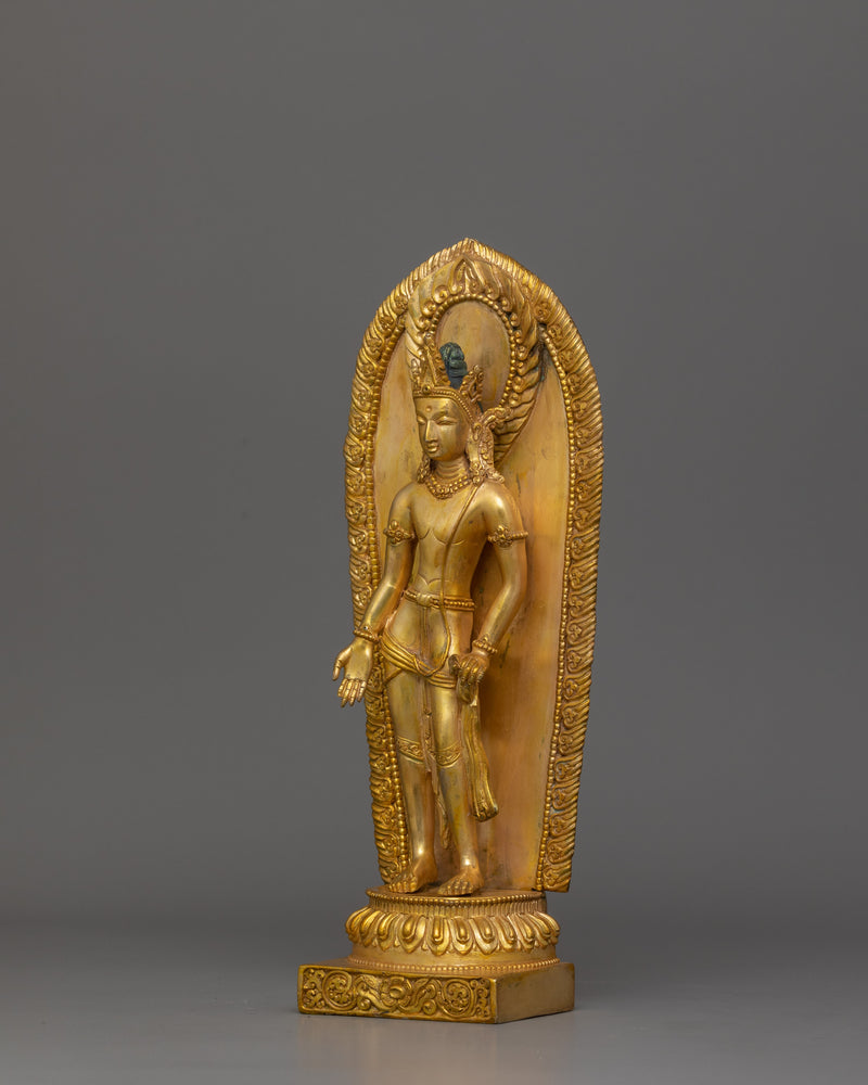 Handmade Standing Bodhisattva Padmapani | The Enlightened Protector