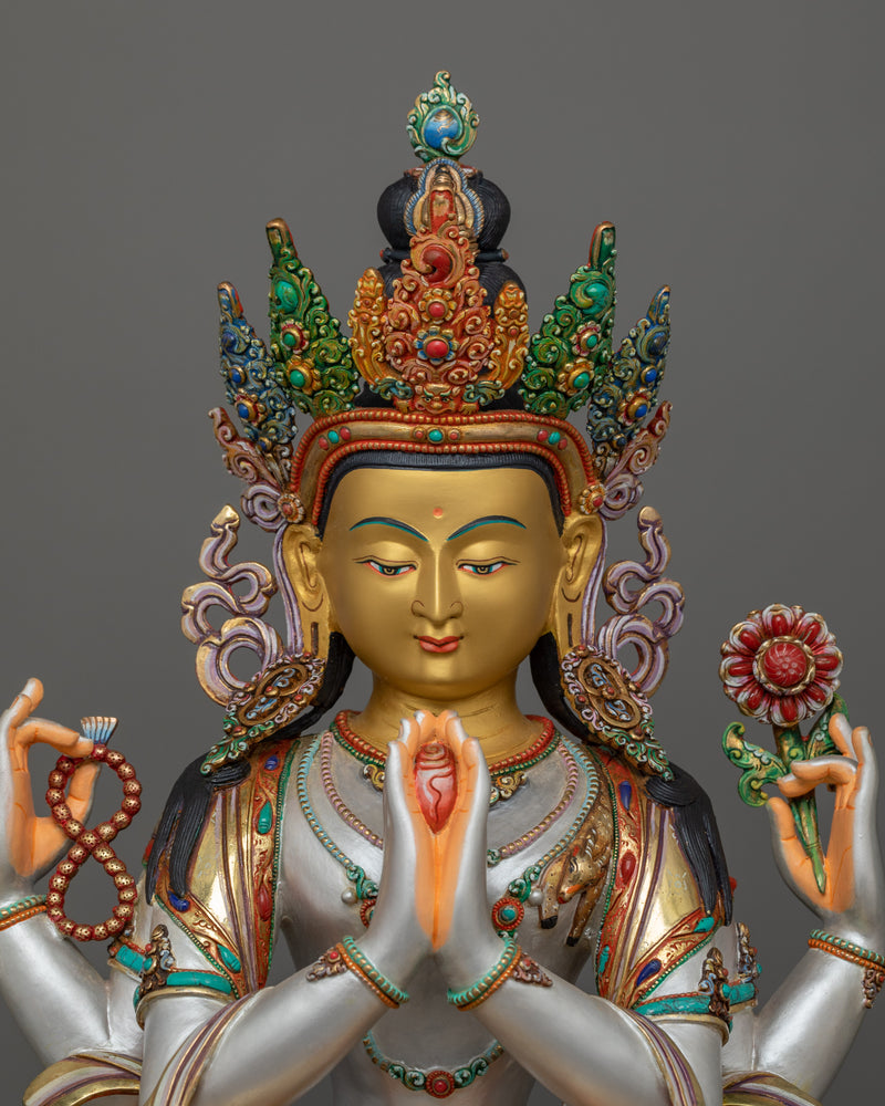 Handcrafted Figurine of Chenresig  | Tibetan Buddhist Altar Decor