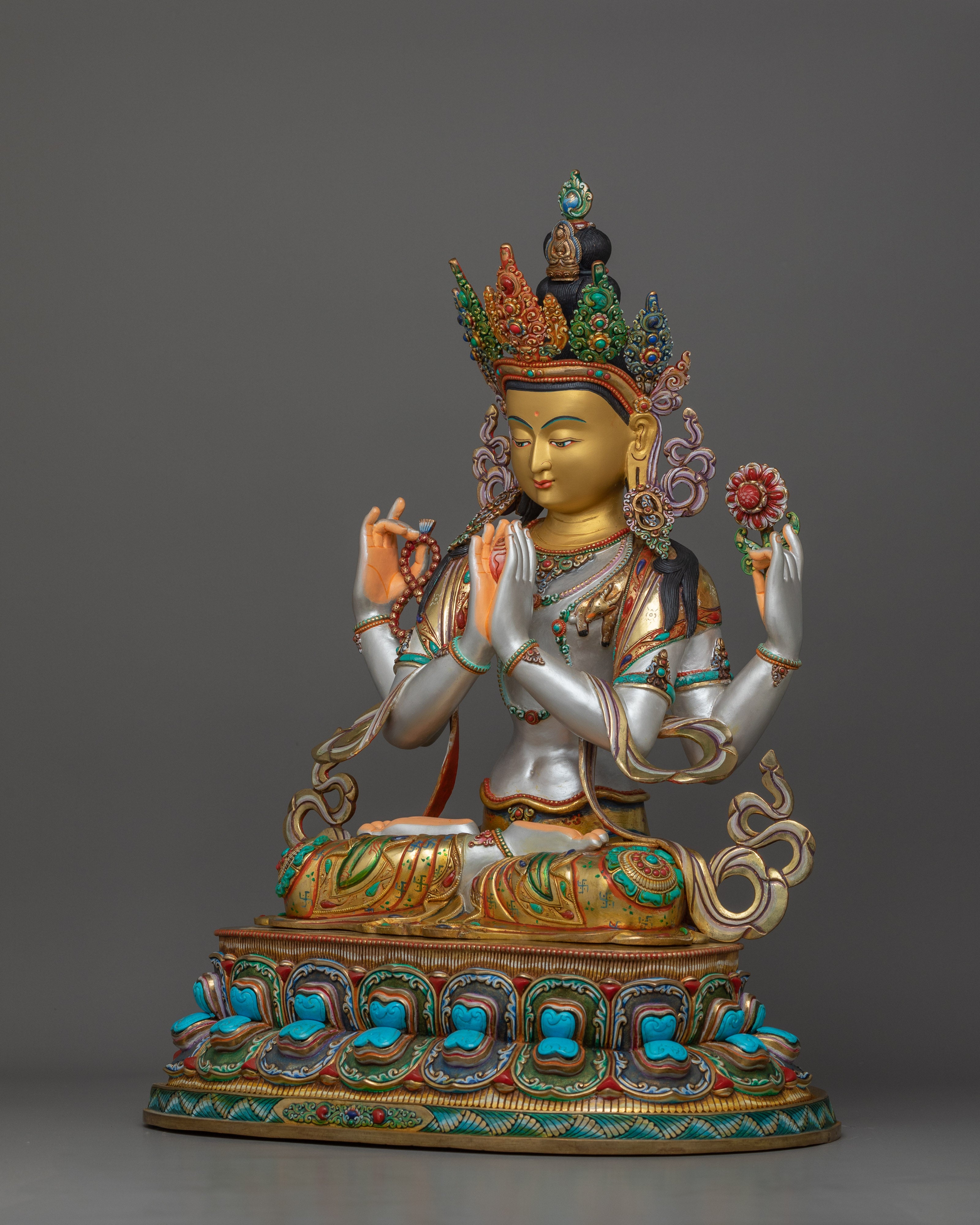 Handcrafted Figurine of Chenresig  | Tibetan Buddhist Altar Decor