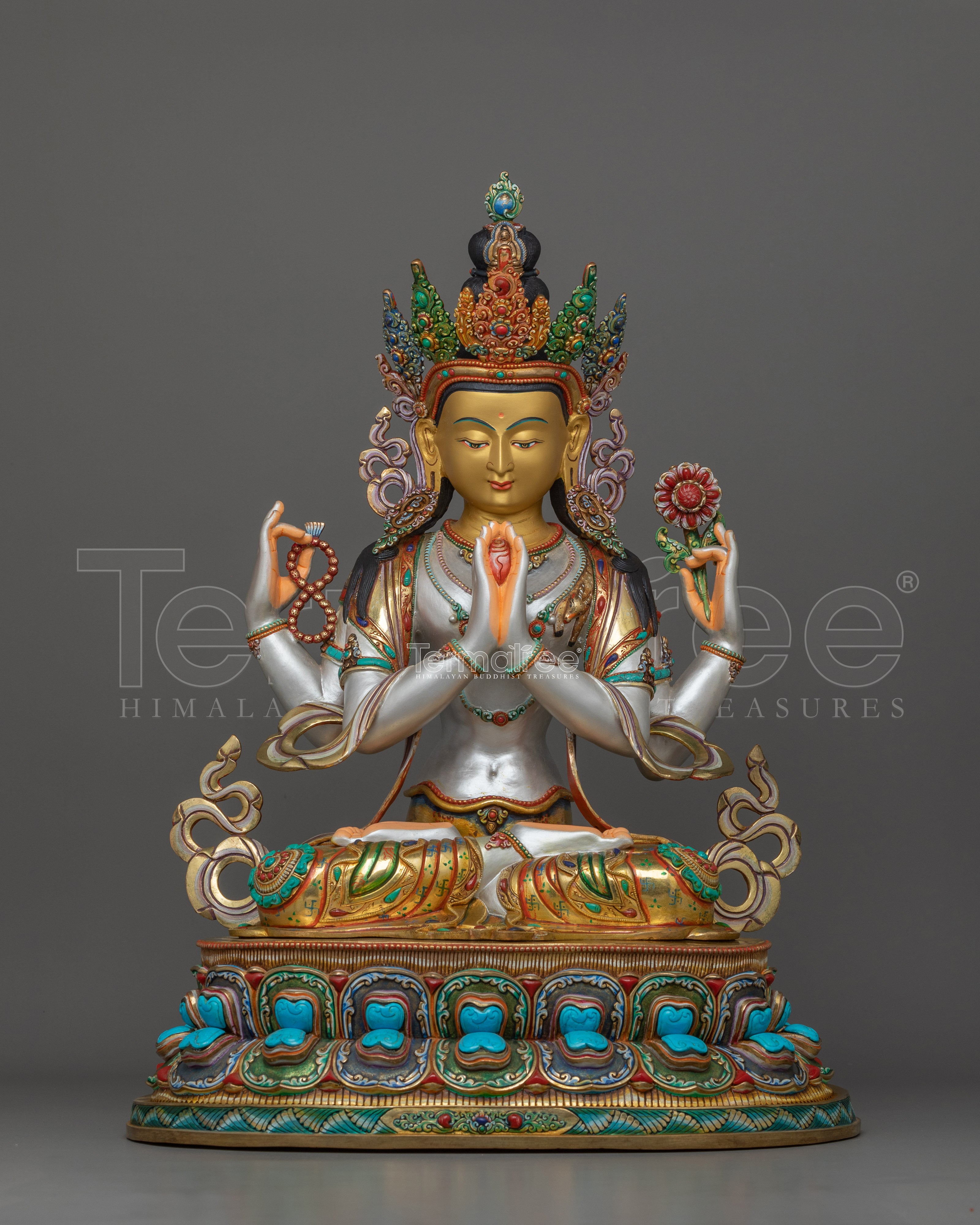 Handcrafted Figurine of Chenresig  | Tibetan Buddhist Altar Decor
