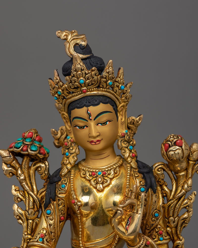 Tibetan Bodhisattva Deity Sita Tara Sculpture | Goddess of Compassion, Protection