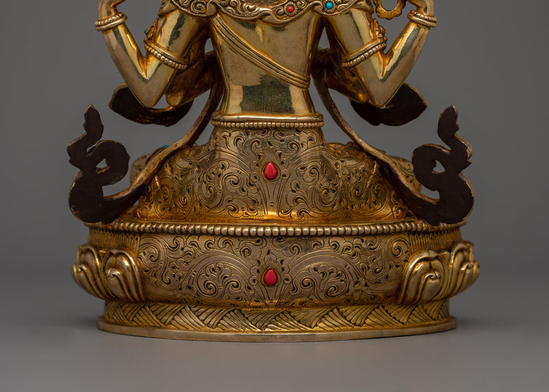 Infinite Compassion Deity Chenrezig Sculpture | Traditional Nepalese Artwork