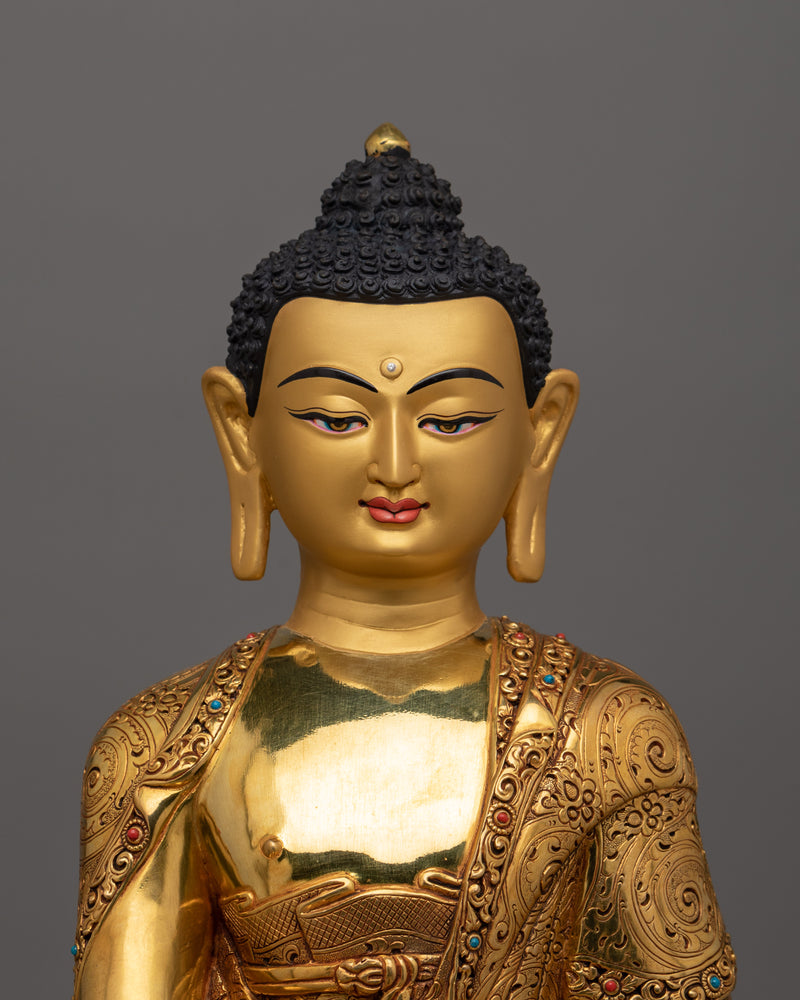 Beautiful Halo Shakyamuni Buddha Statue | Hand Carved Gemstones Statue