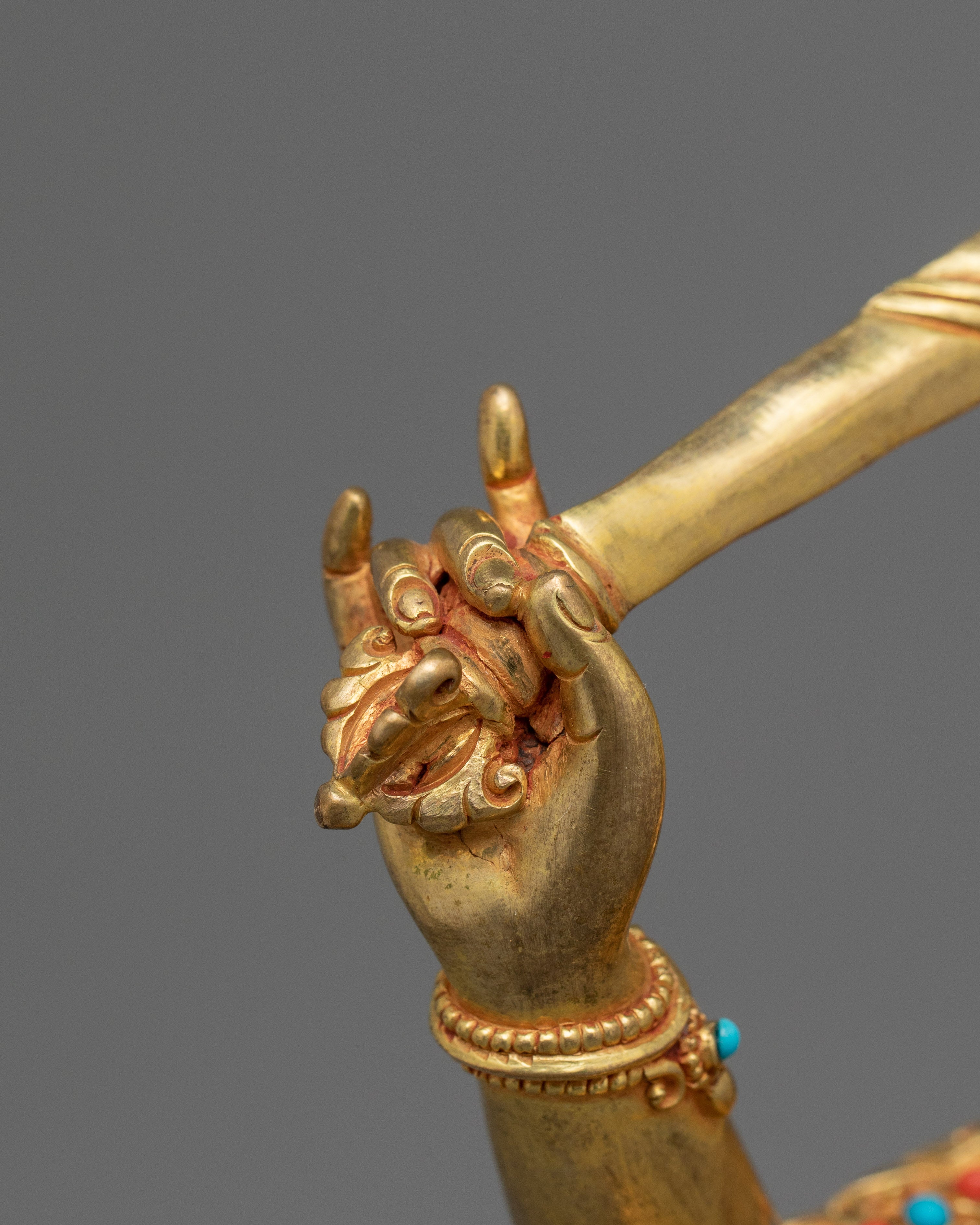 Historical Golden Manjushri Statue | Traditional Himalayan Art