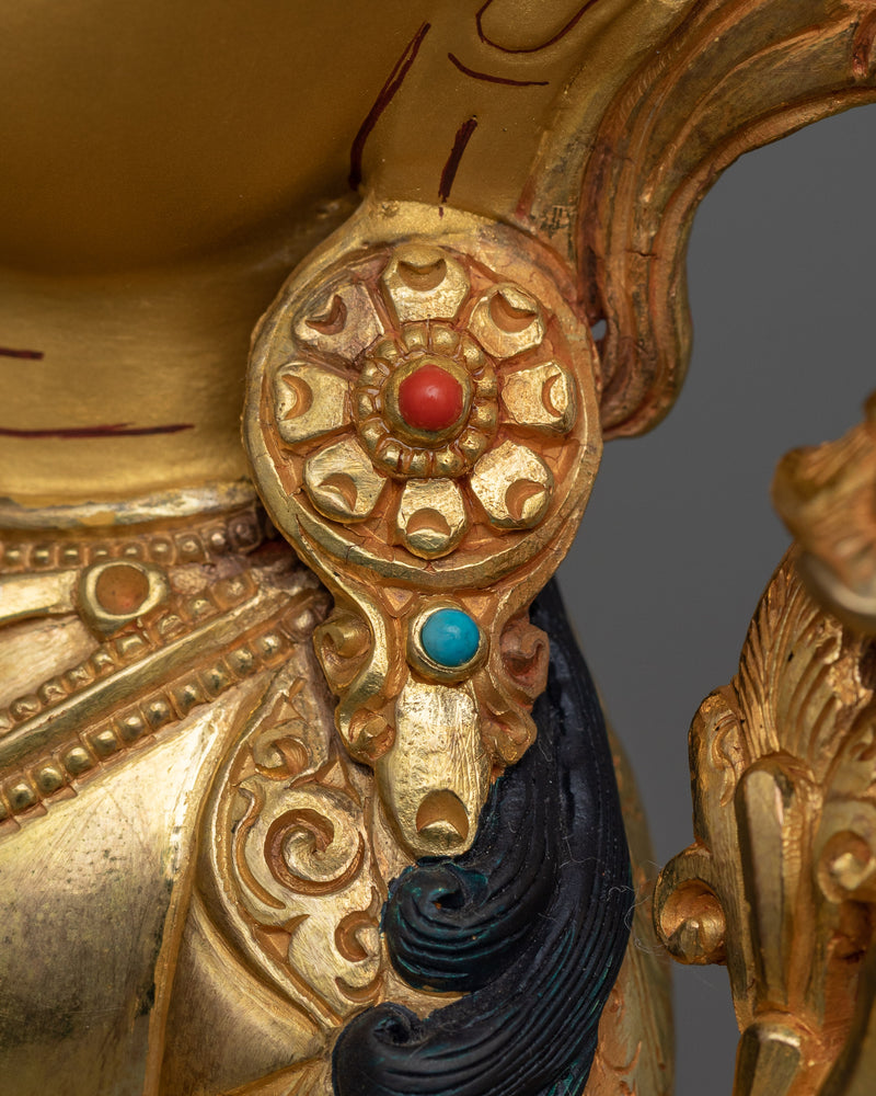 Historical Golden Manjushri Statue | Traditional Himalayan Art
