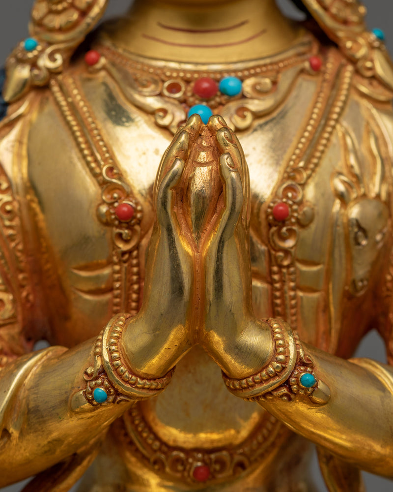 Handcrafted Four armed Chenrezig Statue  | Also Known as Avalokiteshvara