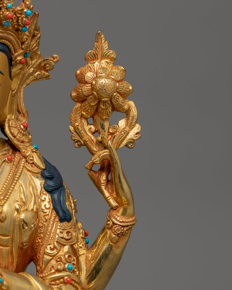 Handcrafted Four armed Chenrezig Statue  | Also Known as Avalokiteshvara