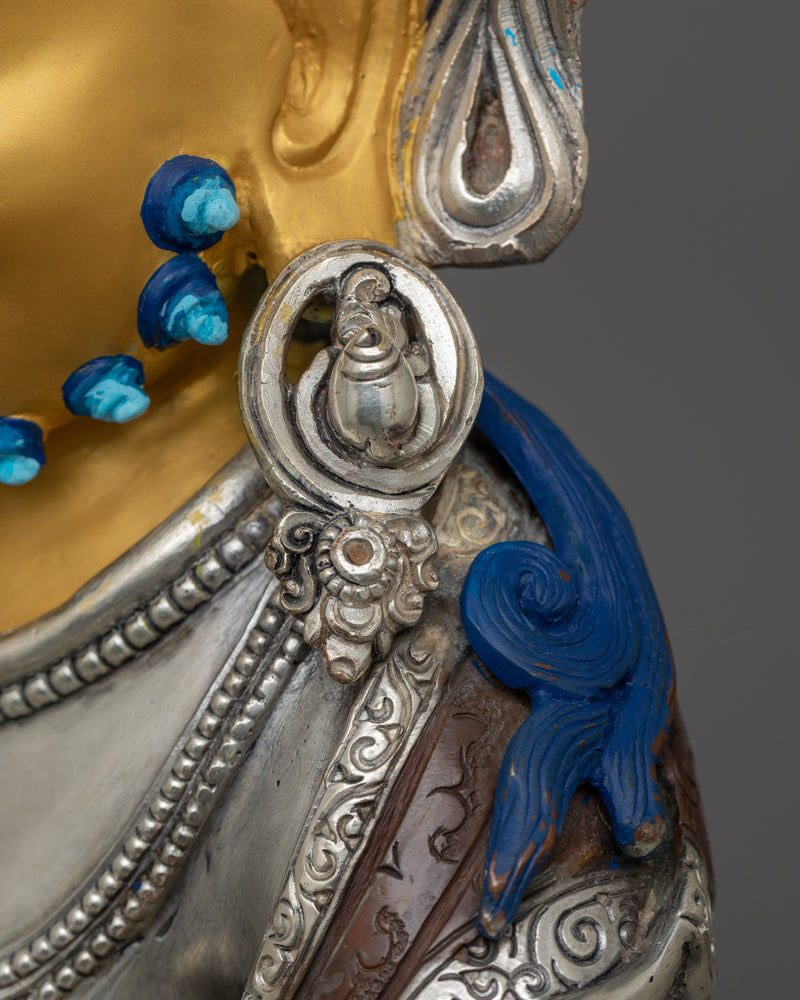 Silver Plated Dzambhala Statue | The Deity of Wealth and Abundance