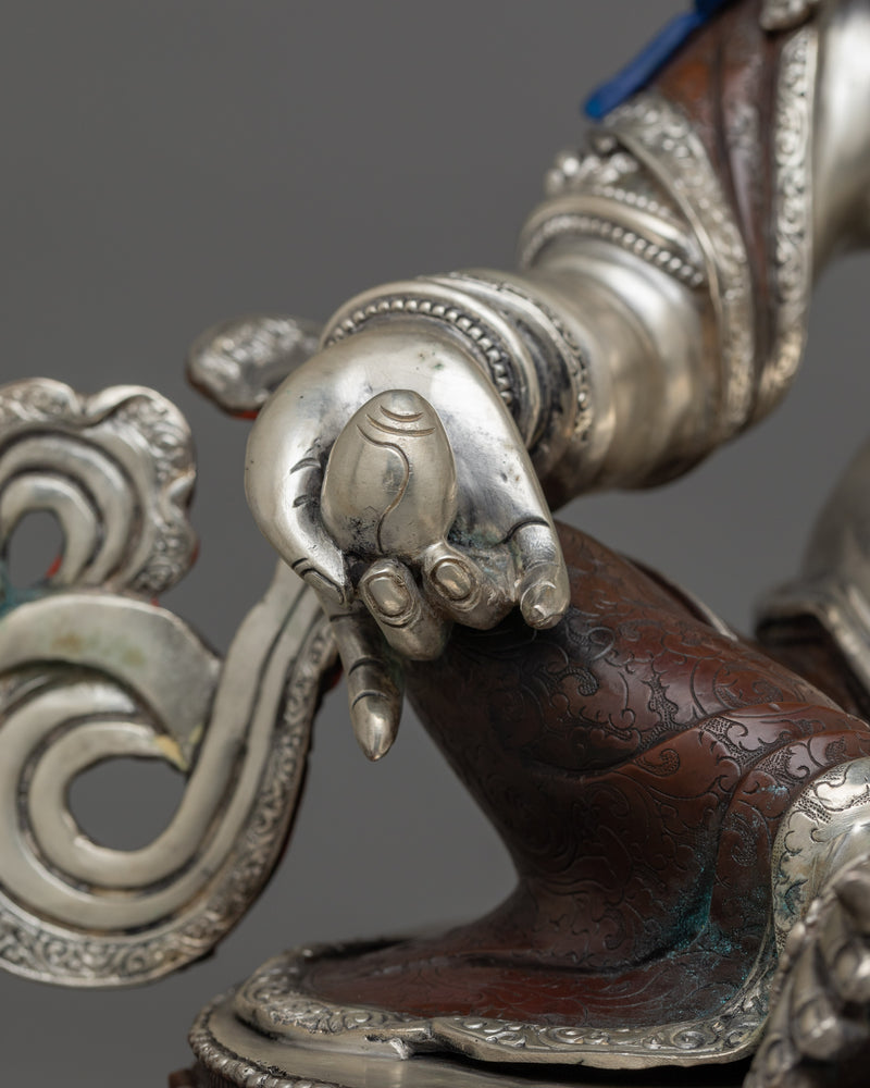 Silver Plated Dzambhala Statue | The Deity of Wealth and Abundance
