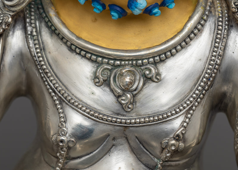 Silver Plated Dzambhala Statue | The Deity of Wealth and Abundance