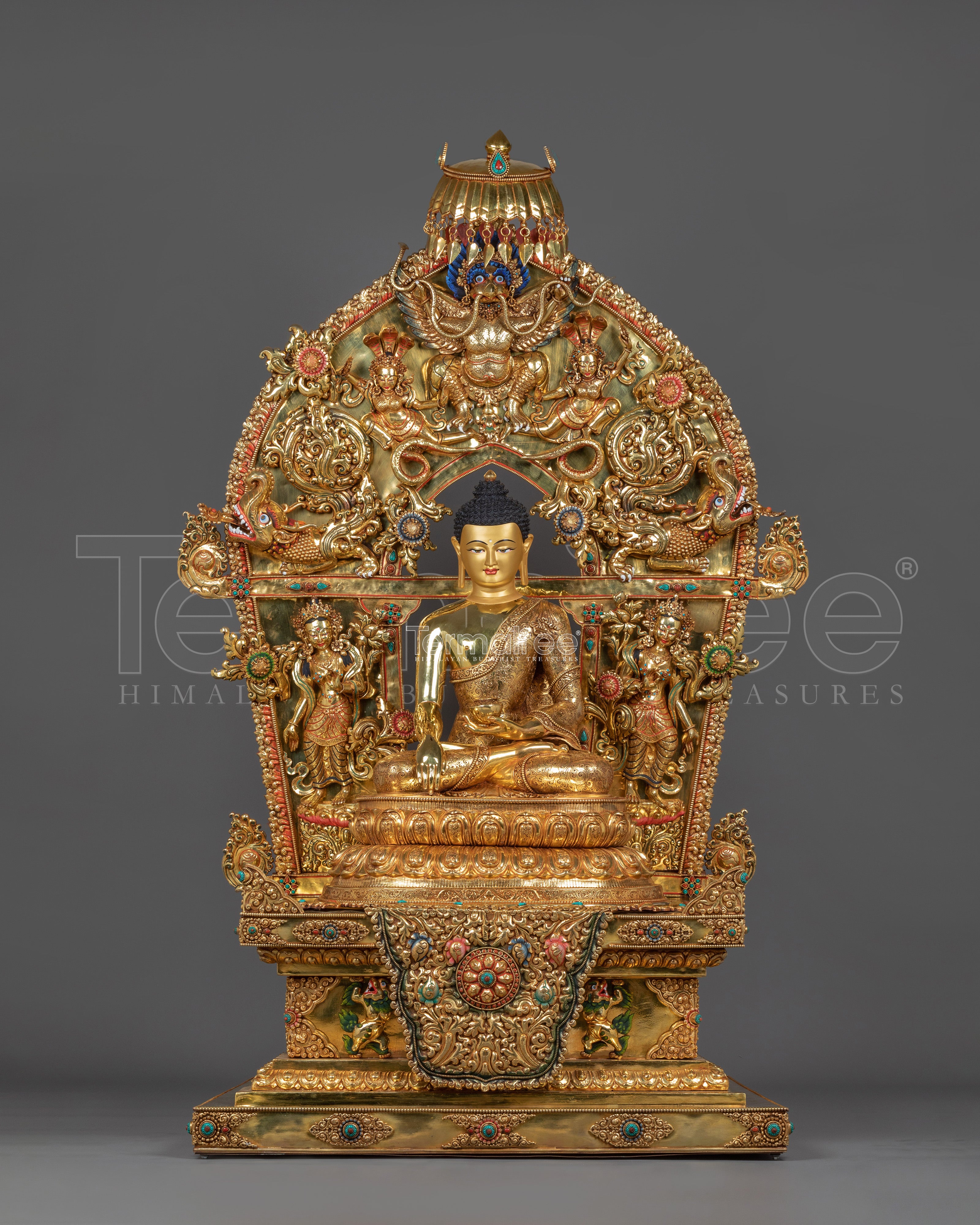 Big Shakyamuni Buddha Statue with Beautiful Throne | Known as Historical First Buddha