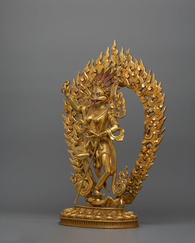 Himalayan Statue of Lion-Faced Dakini Simhamukha | The Fierce Wisdom Dakini