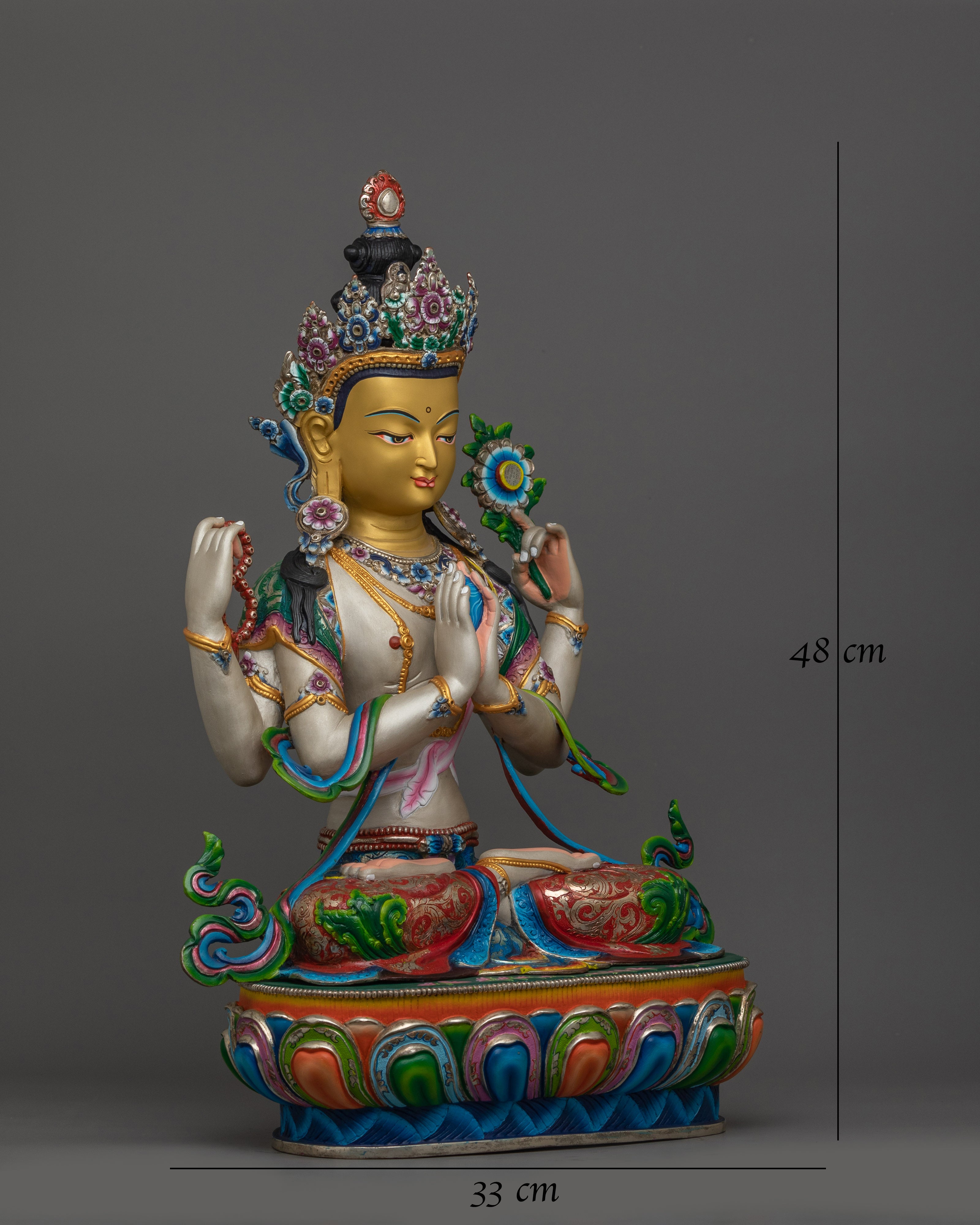silver-platted-chenrezig-statue