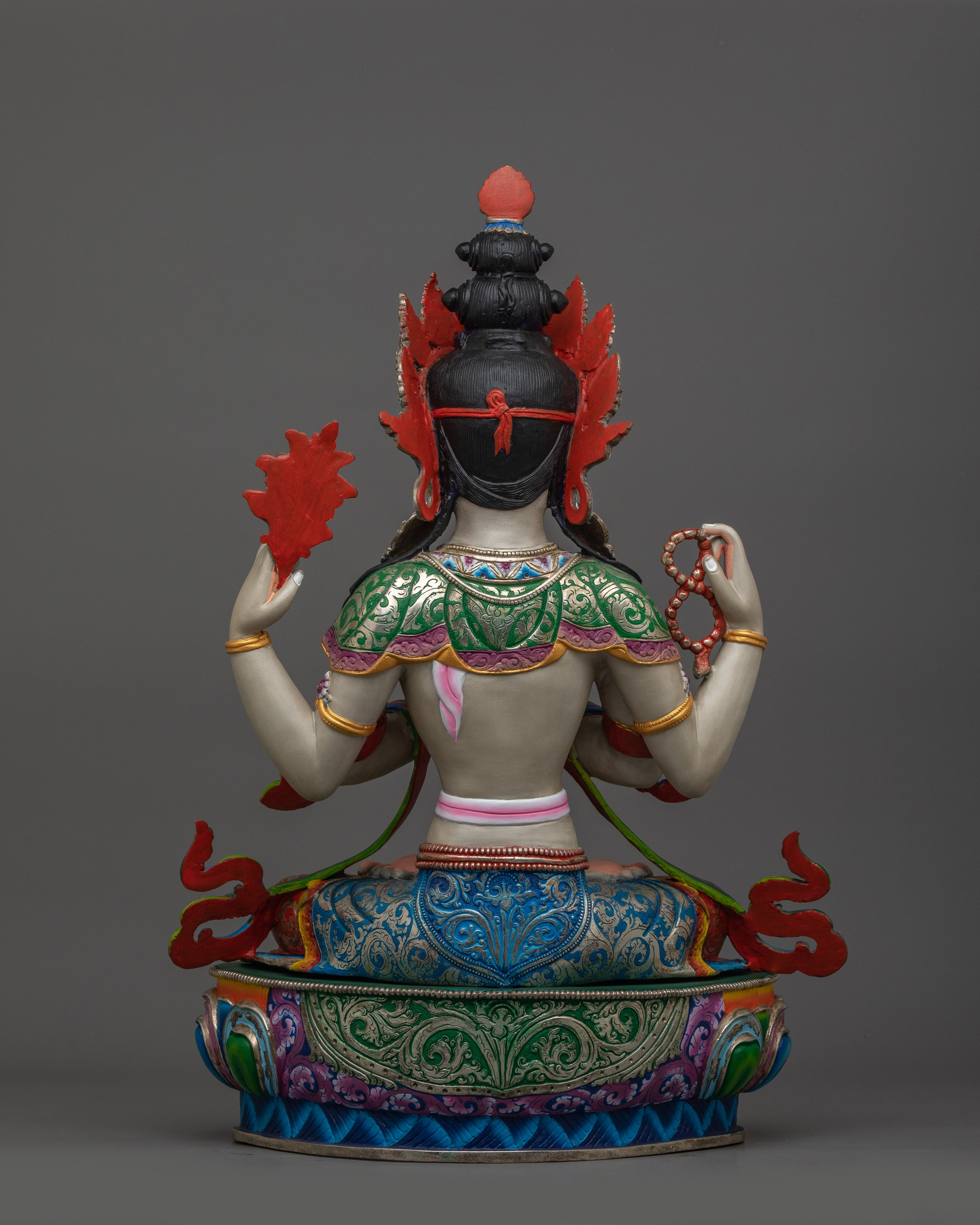 Silver Plated Chenrezig Statue | Compassionate Deity