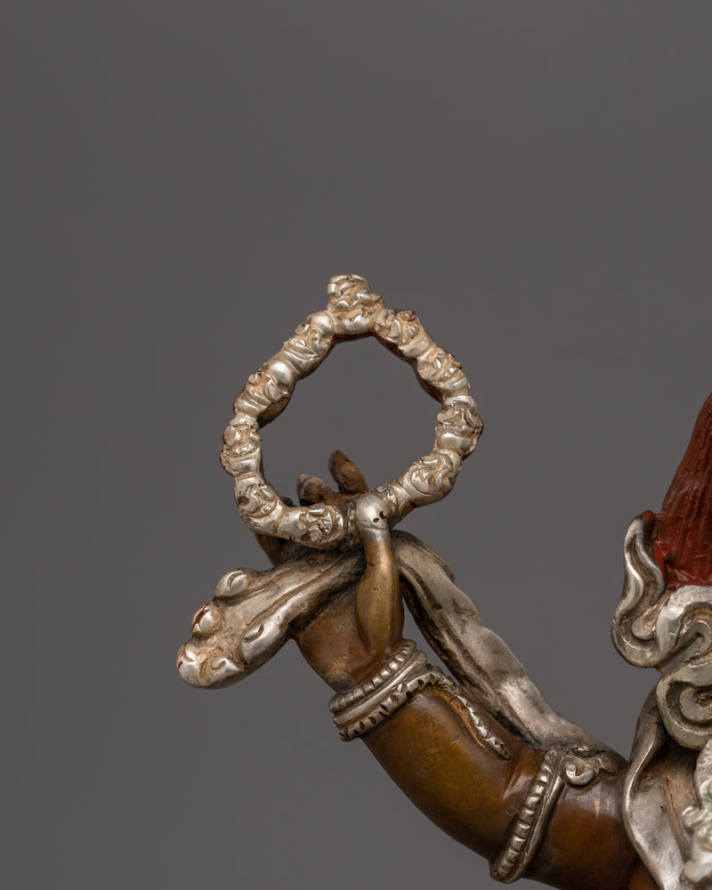 Silver Plated Six Armed Mahakala Statue | The Supreme Dharma Protector