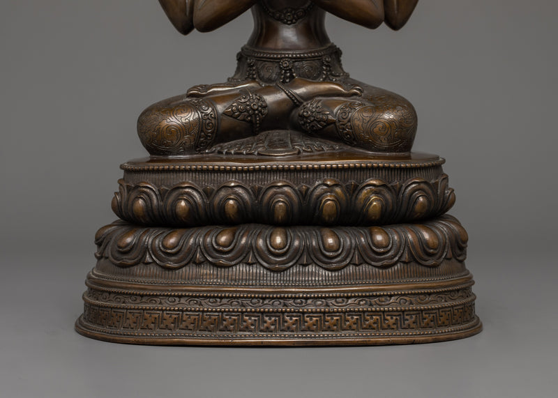 4 Armed Chenrezig with Oxidized Copper Body |  The Buddha of Infinite Compassion