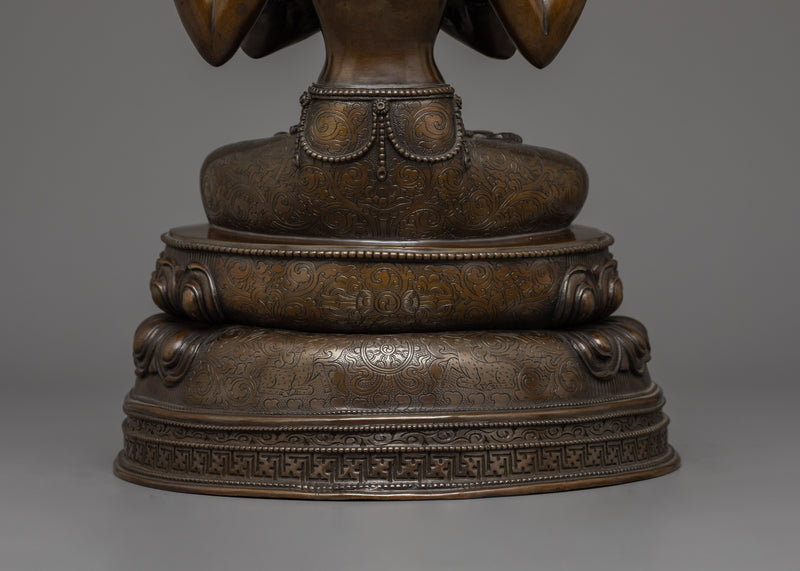 4 Armed Chenrezig with Oxidized Copper Body |  The Buddha of Infinite Compassion