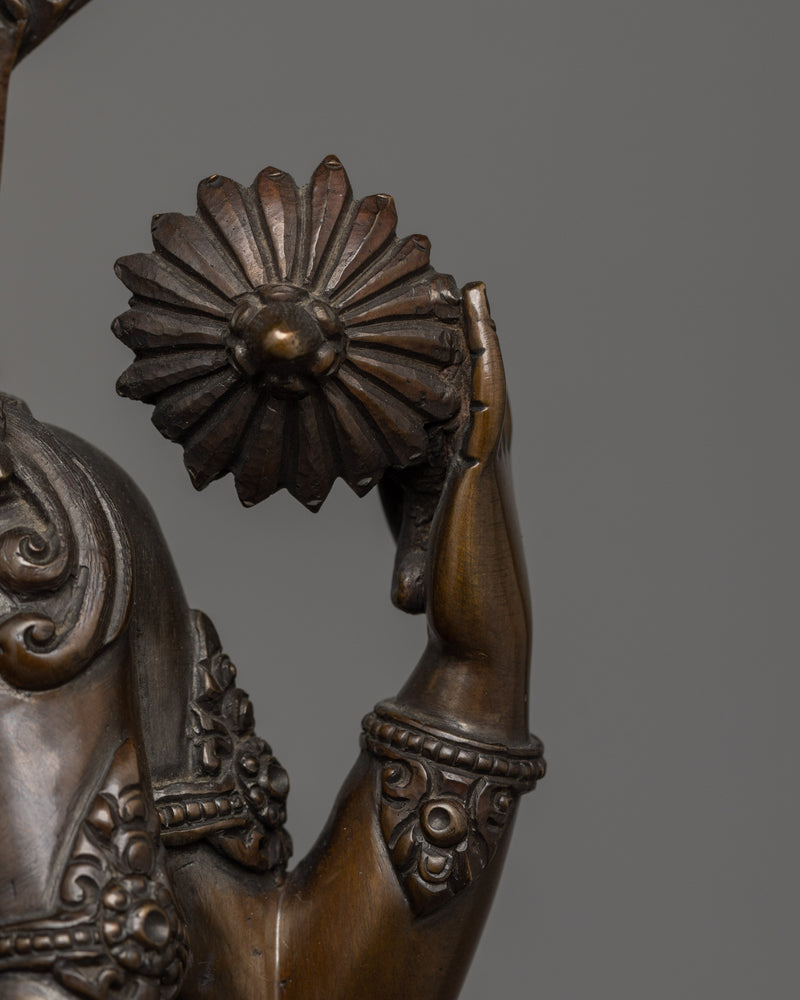 4 Armed Chenrezig with Oxidized Copper Body |  The Buddha of Infinite Compassion