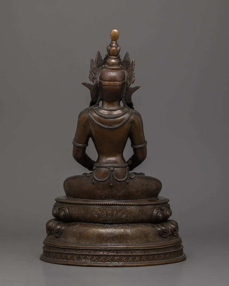 Amitayus with Oxidized Copper Body Statue | The Buddha of Infinite Life and Longevity