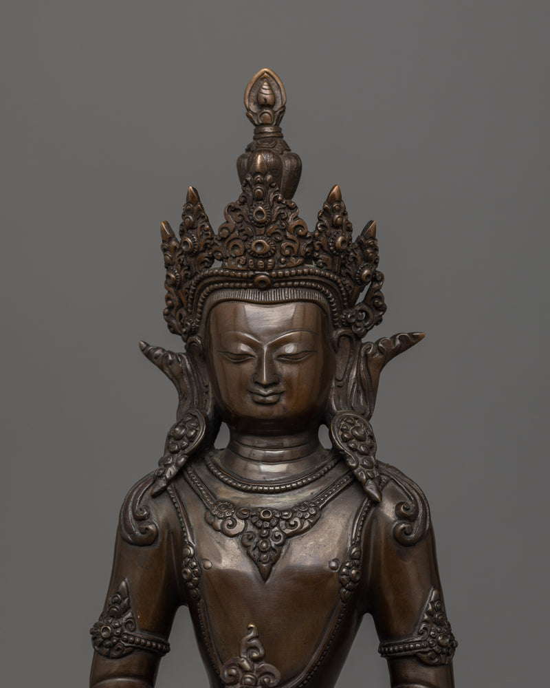 Amitayus with Oxidized Copper Body Statue | The Buddha of Infinite Life and Longevity