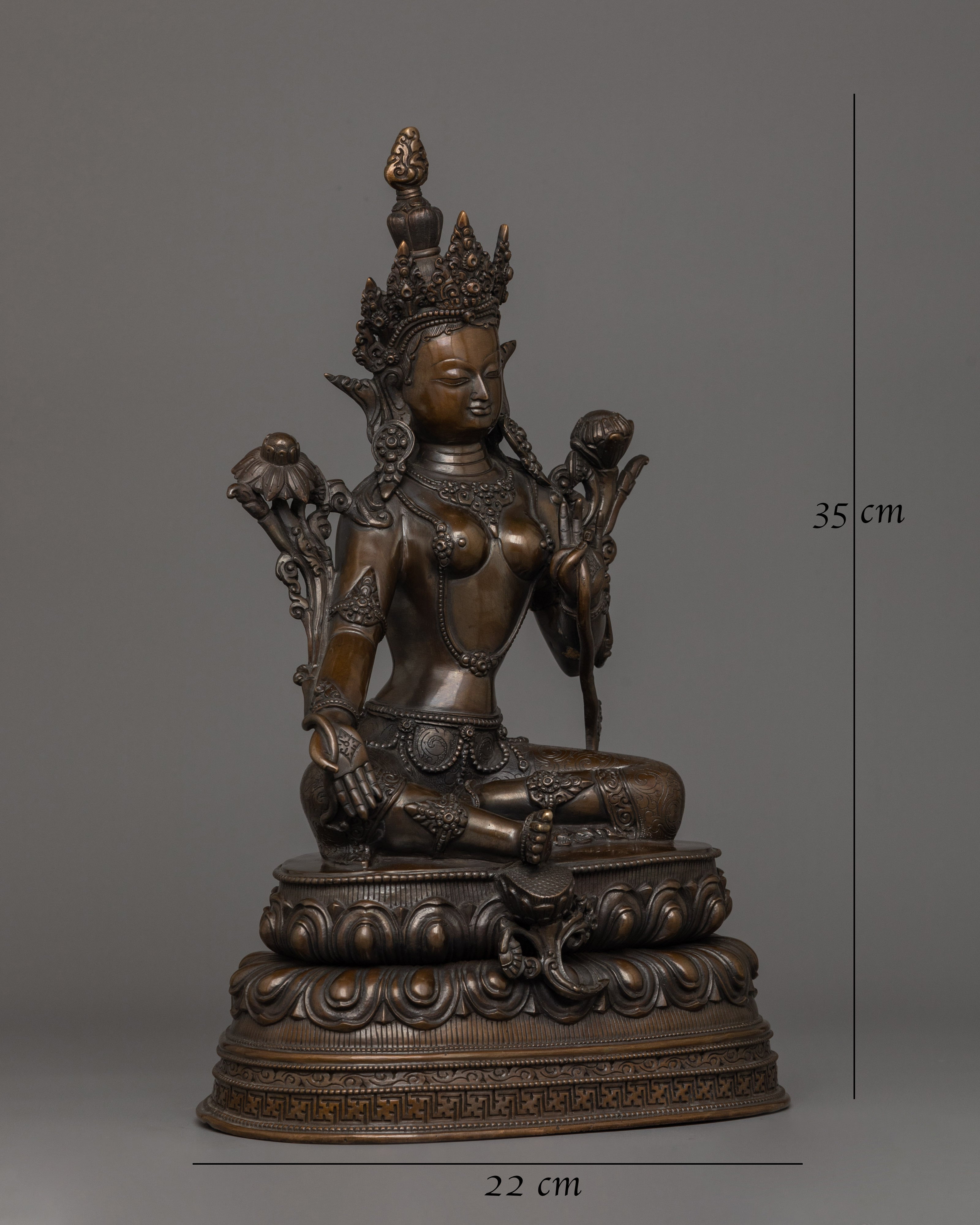 Green Tara witth Oxidized Copper Body 