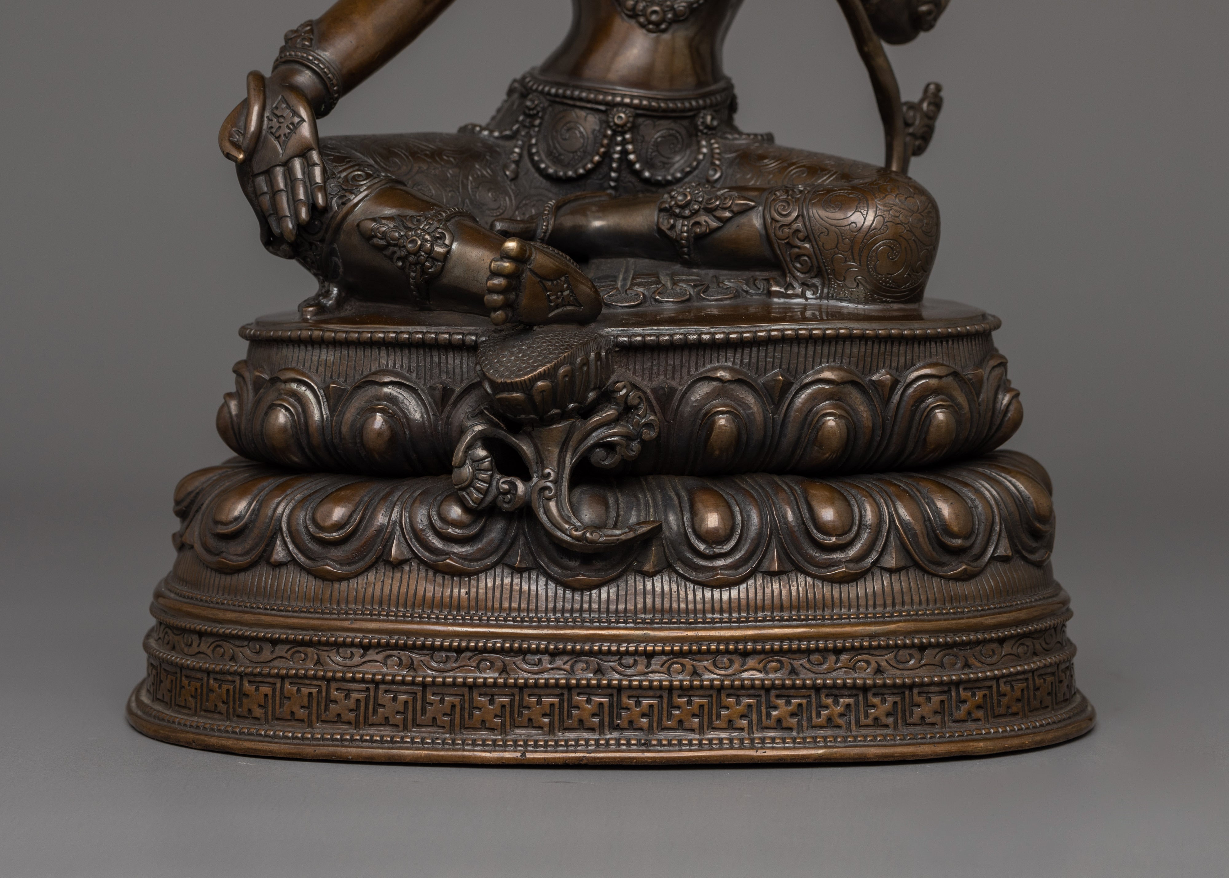 Green Tara with Oxidized Copper Body Statue  | The Swift Savior
