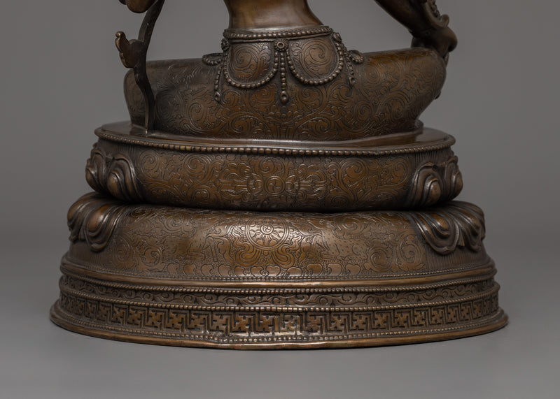 Green Tara with Oxidized Copper Body Statue  | The Swift Savior