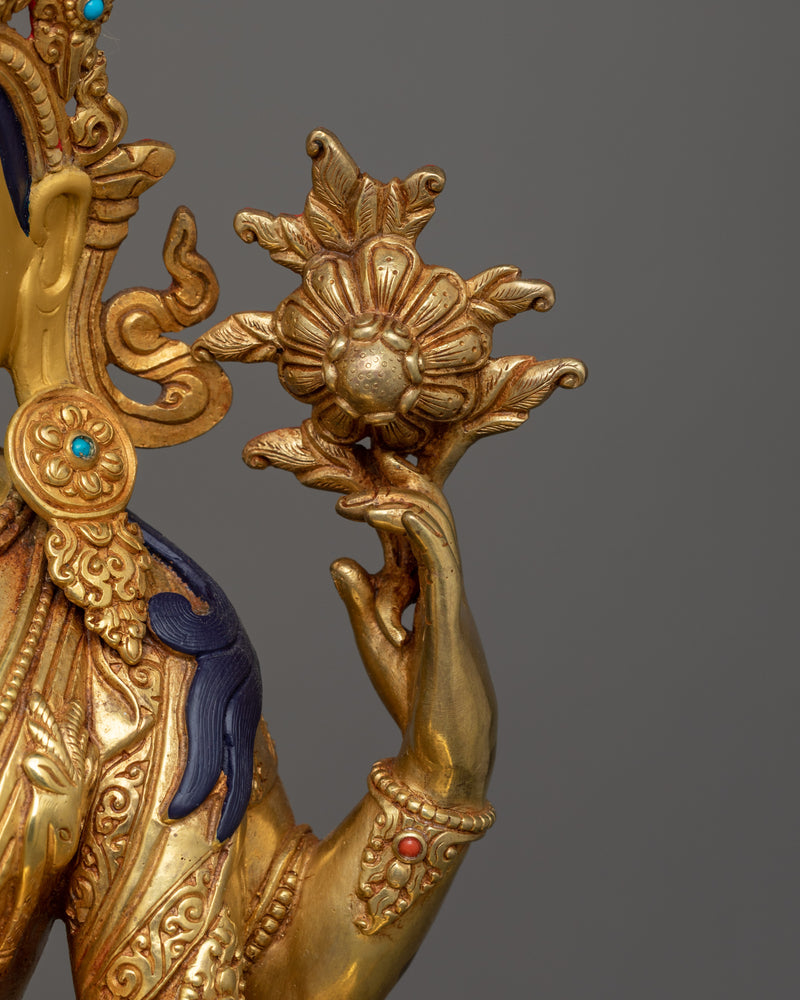 Handmade Sculpture of Four Armed Chenrezig | Bodhisattva of Infinite Compassion