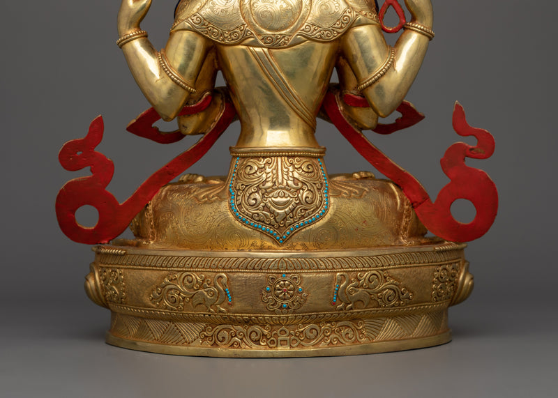 Handmade Sculpture of Four Armed Chenrezig | Bodhisattva of Infinite Compassion